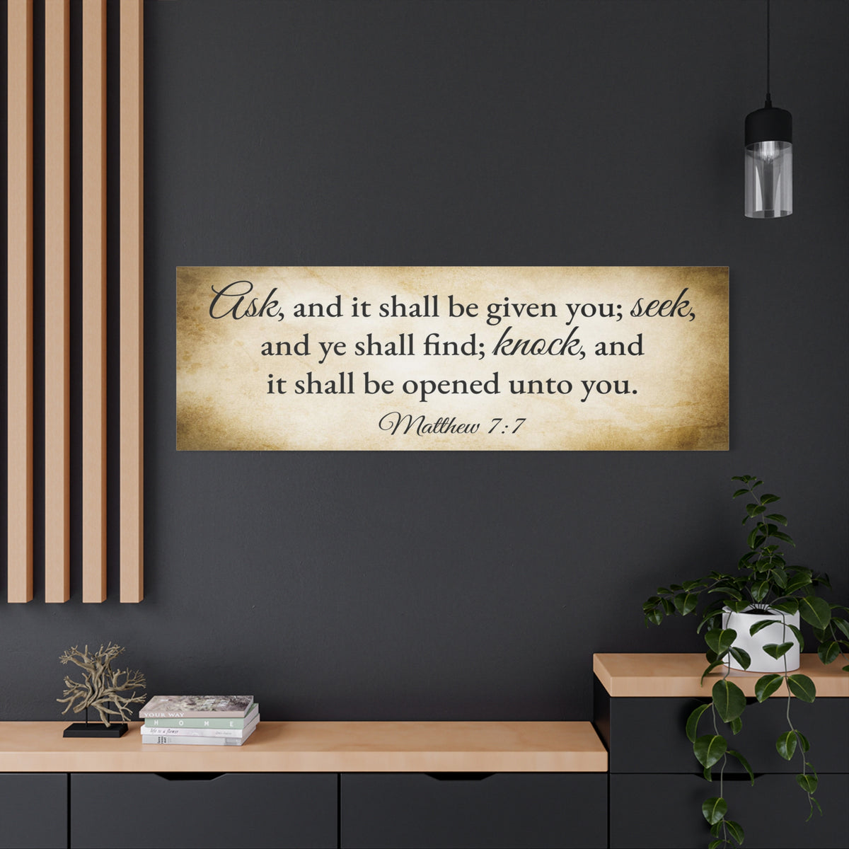 Scripture Walls Matthew 7:7 Gold Bible Verse Canvas Christian Wall Art Ready to Hang Unframed-Express Your Love Gifts
