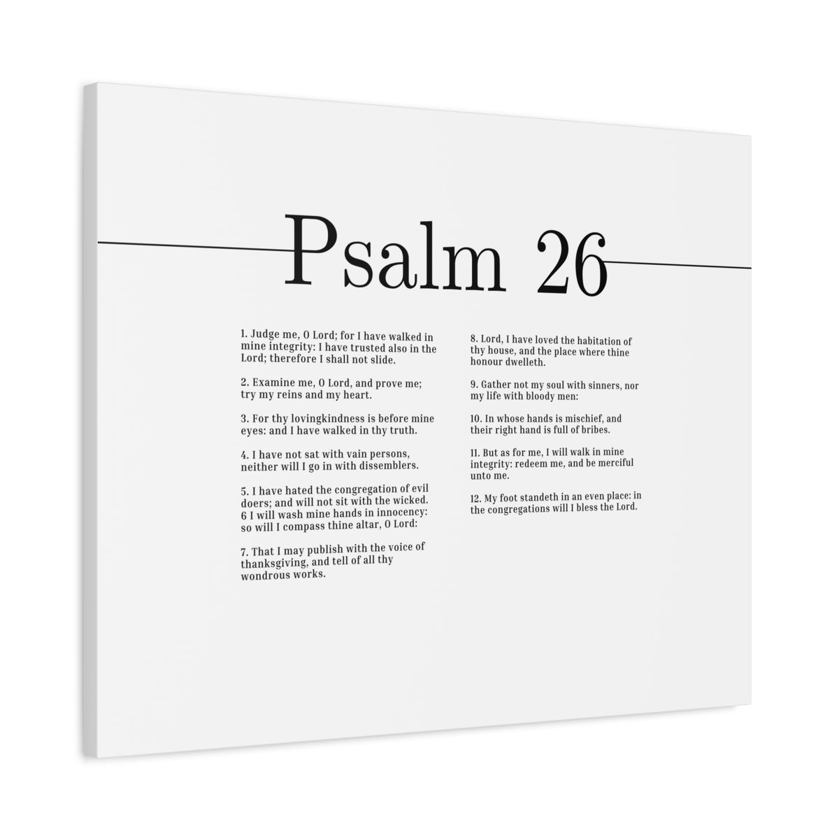 Scripture Canvas Judge Me, O Lord Psalm 26 Christian Wall Art Bible Verse Print Ready to Hang-Express Your Love Gifts