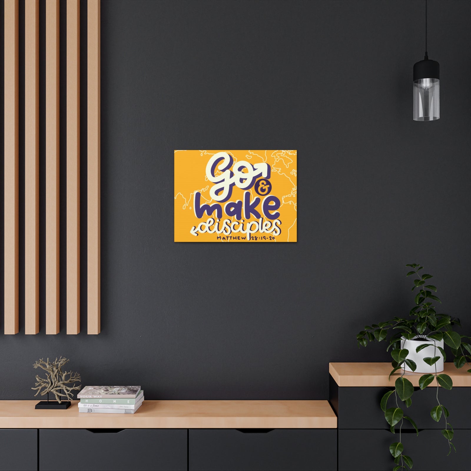 Scripture Canvas Go And Make Disciples Matthew 28:19-20 Christian Wall Art Bible Verse Print Ready to Hang-Express Your Love Gifts