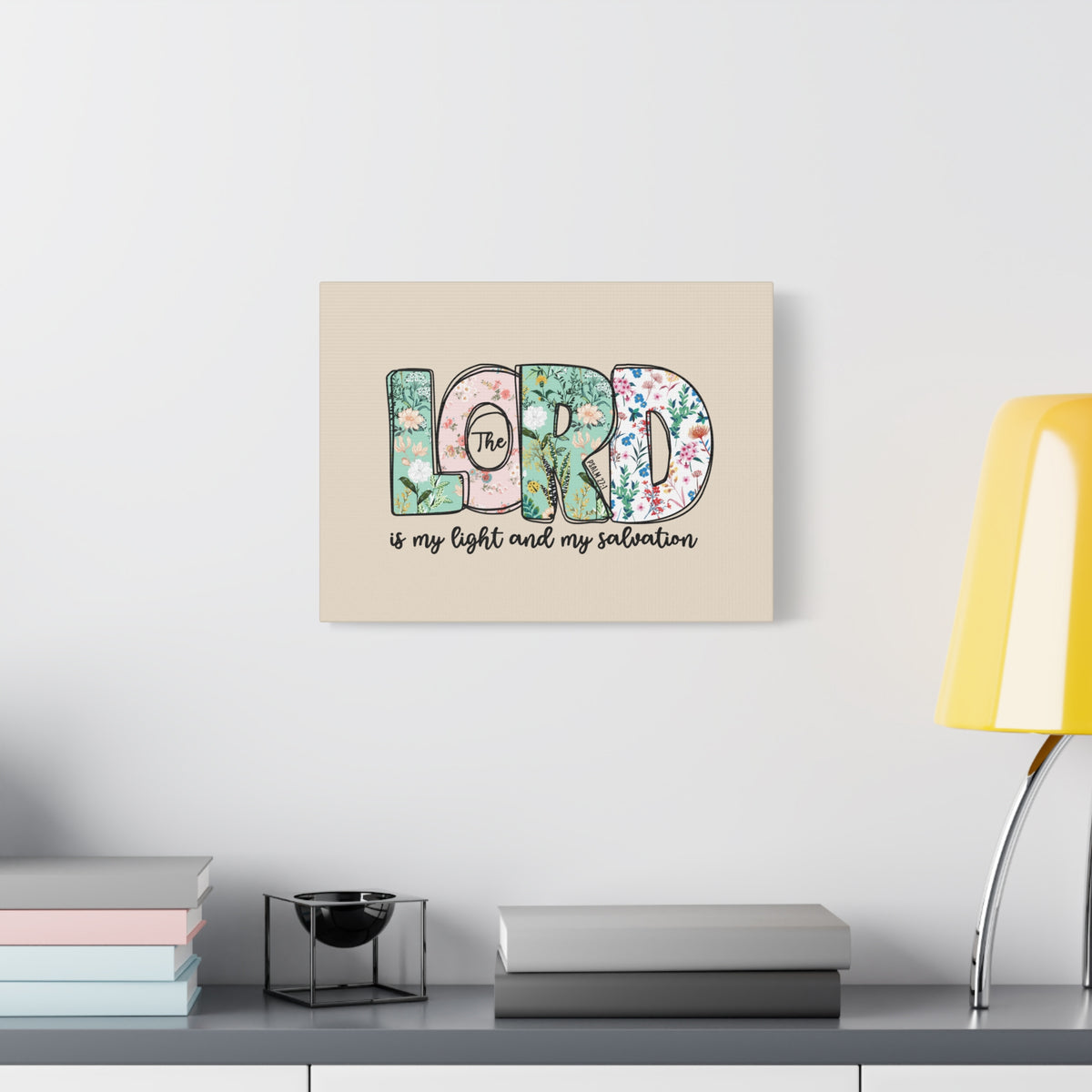 Scripture Walls Light And My Salvation Floral Psalm 27:1 Bible Verse Canvas Christian Wall Art Ready to Hang-Express Your Love Gifts