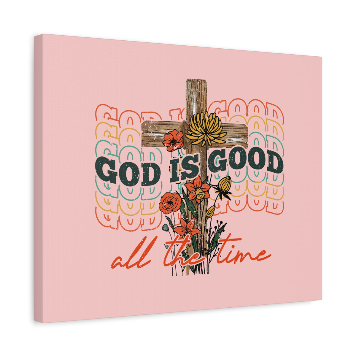 Scripture Canvas God Is Good Psalm 100:5 Light Red Christian Wall Art Bible Verse Print Ready to Hang-Express Your Love Gifts