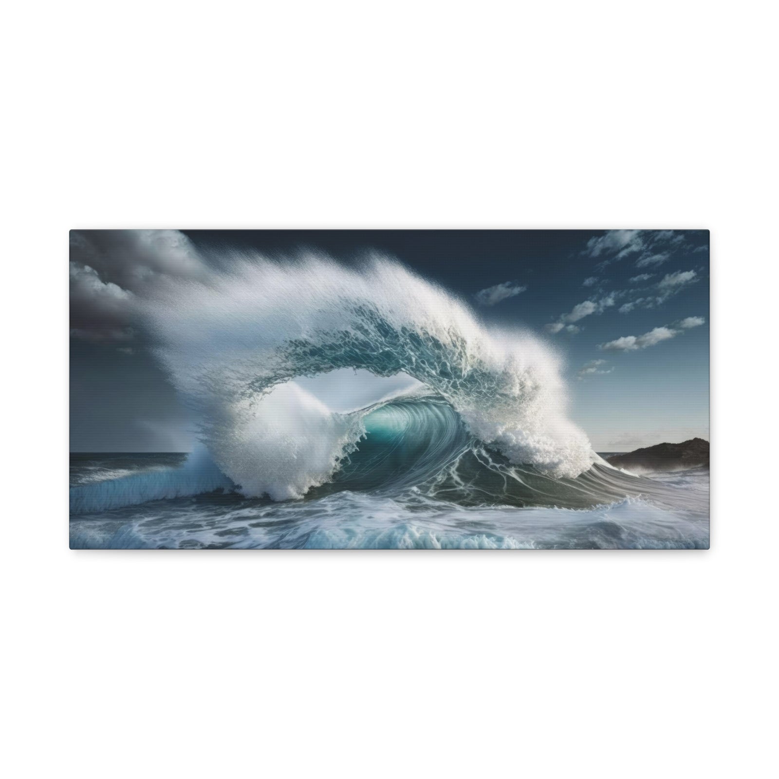 High Waves Against Blue Sky Ocean Canvas Wall Art for Home Decor Ready-to-Hang-Express Your Love Gifts