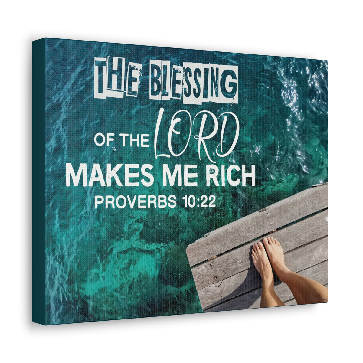 Scripture Canvas The Blessing of The Lord Proverbs 10:22 Wall Art Bible Verse Print Ready to Hang-Express Your Love Gifts