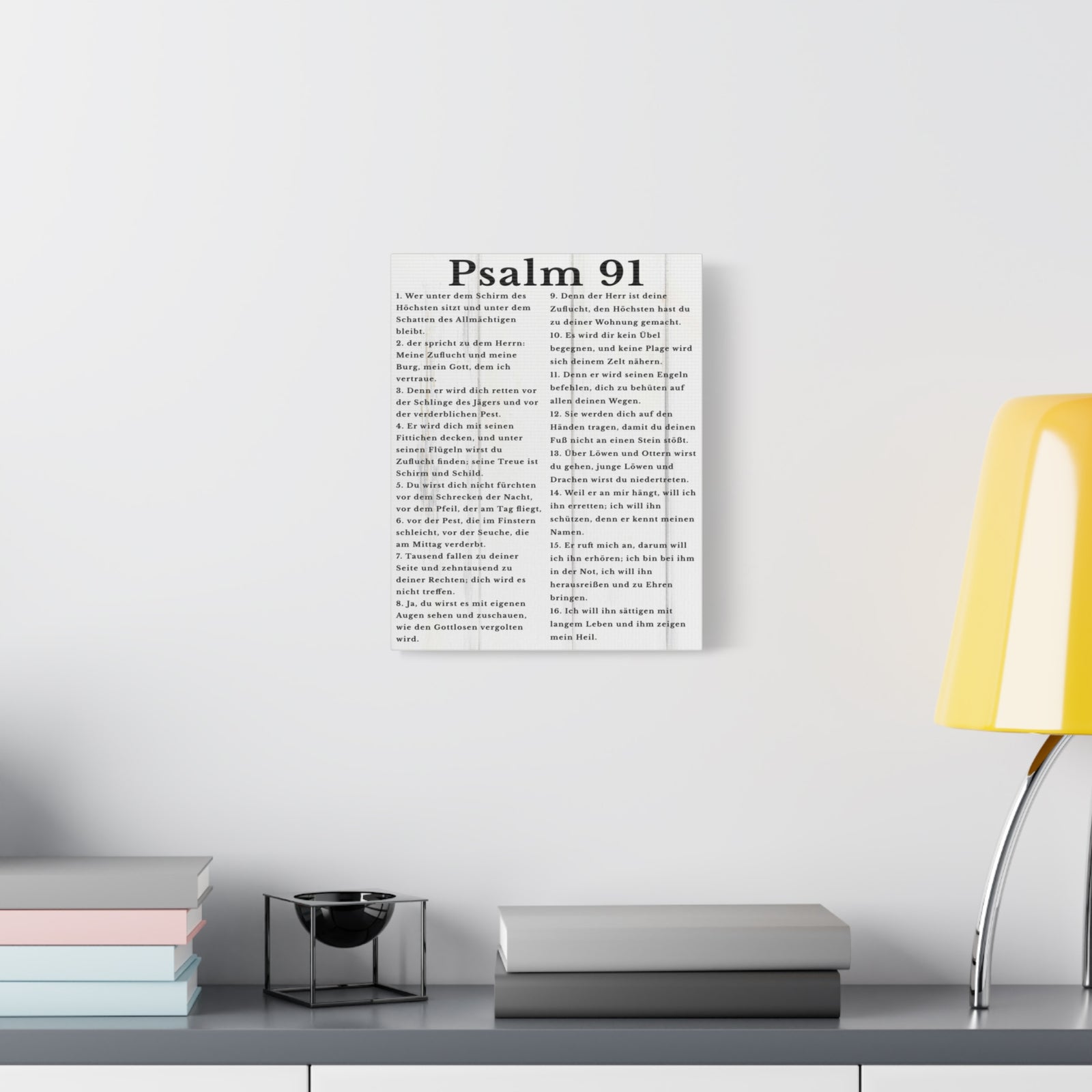 Scripture Walls Psalm 91 German White Bible Verse Canvas Christian Wall Art Ready to Hang Unframed-Express Your Love Gifts