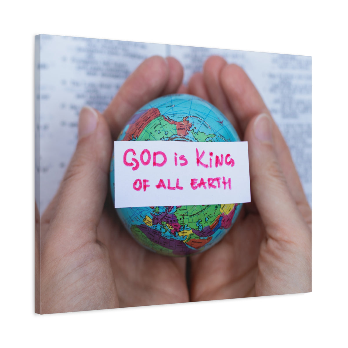 Scripture Canvas King Of All Earth Psalm 29:10 Christian Wall Art Bible Verse Print Ready to Hang-Express Your Love Gifts