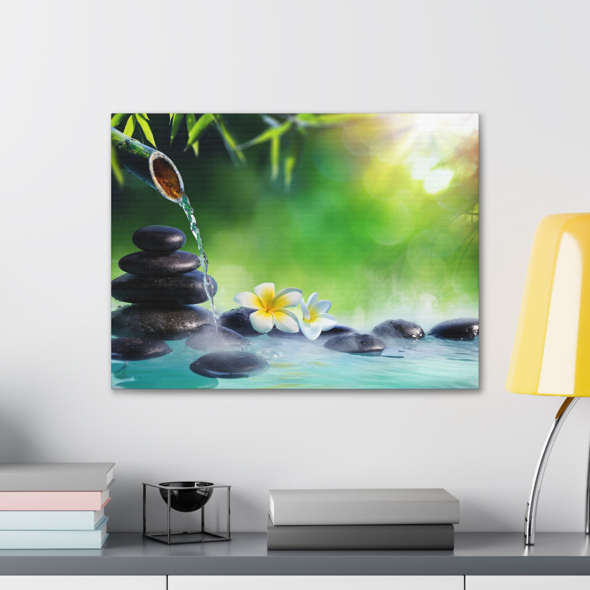 Plumeria Flowers in Fountain Forest Floral Nature Photography Canvas Wall Art for Home Decor Ready-to-Hang-Express Your Love Gifts
