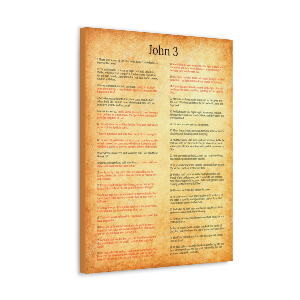 Scripture Walls John 3 Jesus and Nicodemus Gold Christian Wall Art Print Ready to Hang Unframed-Express Your Love Gifts