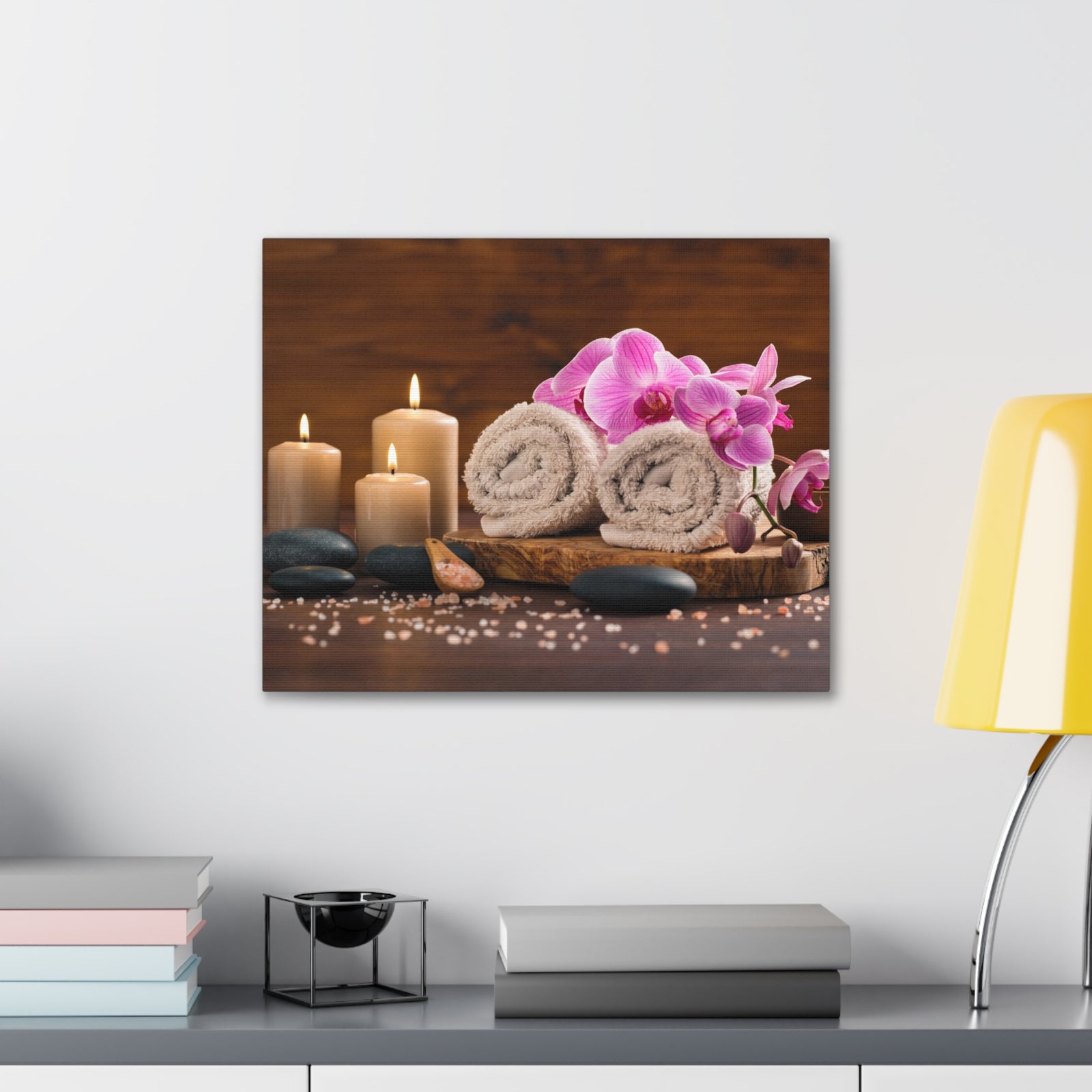 Rolled Towel and Orchids Forest Floral Nature Photography Canvas Wall Art for Home Decor Ready-to-Hang-Express Your Love Gifts
