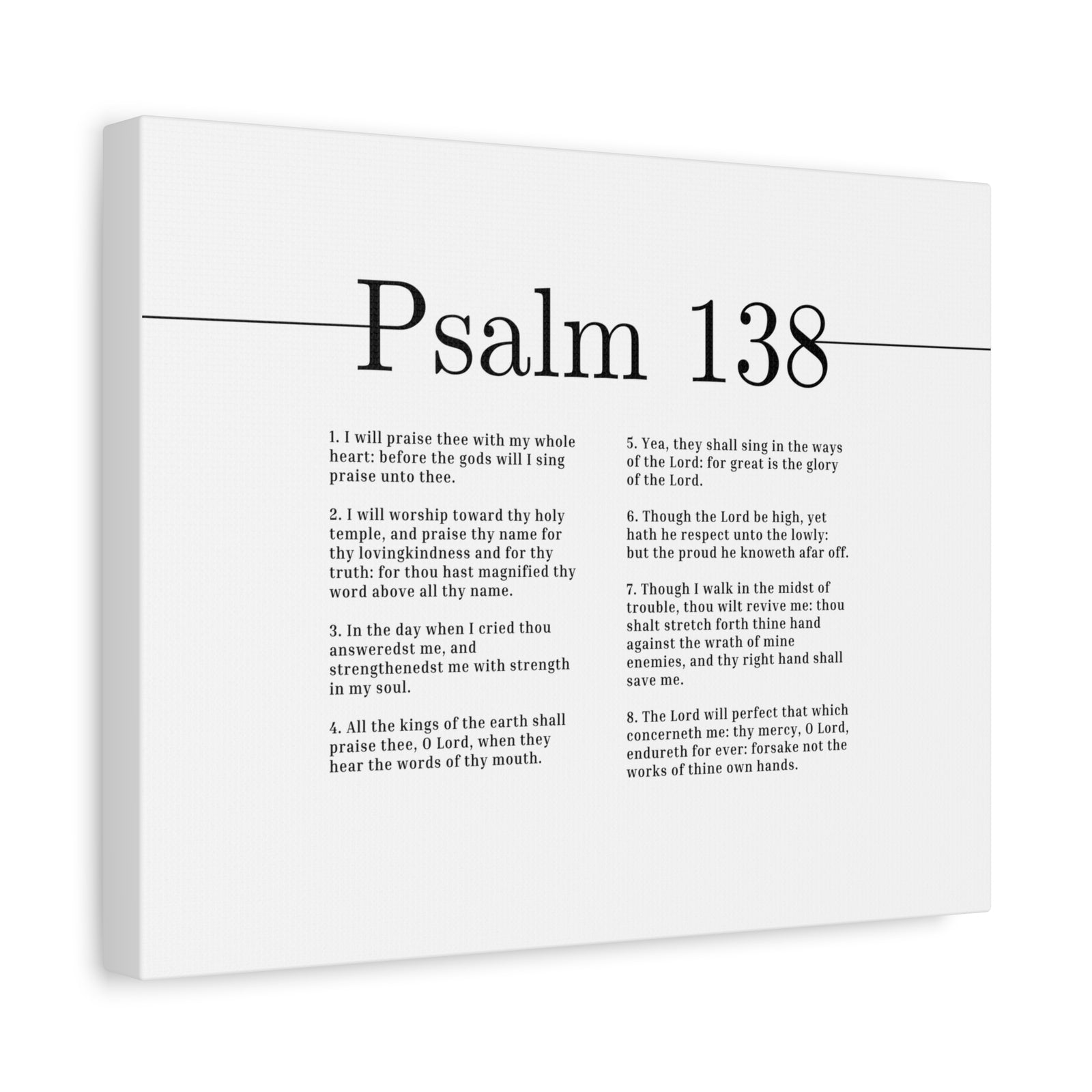 Scripture Canvas Praise Thee With My Whole Heart Psalm 138 Christian Wall Art Bible Verse Print Ready to Hang-Express Your Love Gifts