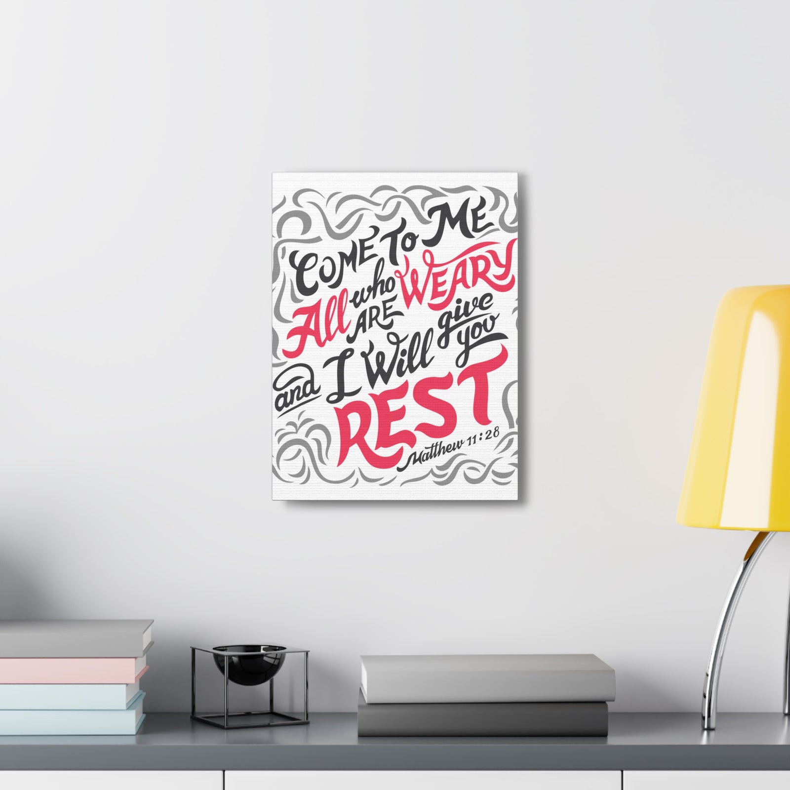 Scripture Canvas Come To Me All Matthew 11:28 Christian Wall Art Bible Verse Print Ready To Hang-Express Your Love Gifts
