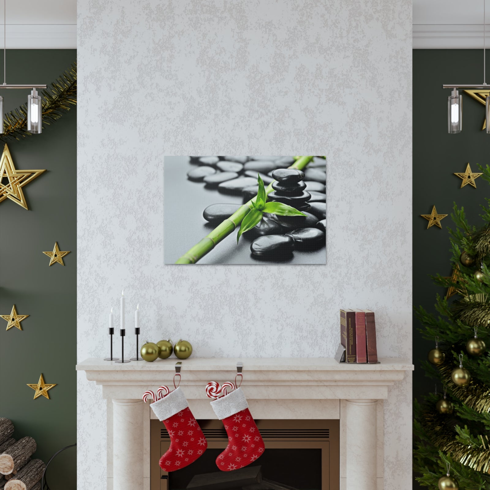 Basalt Stones on Black Forest Floral Nature Photography Canvas Wall Art for Home Decor Ready-to-Hang-Express Your Love Gifts