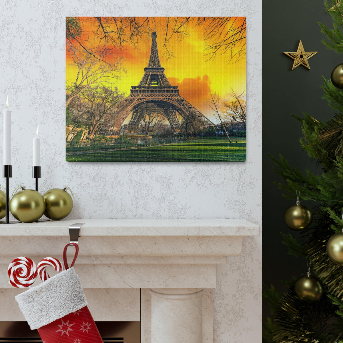 Fantastic View of Paris Eiffel Paris Eiffel Tower Couple France Canvas Artwork High-Quality Breathtaking French City for Home Decor Ready to Hang-Express Your Love Gifts