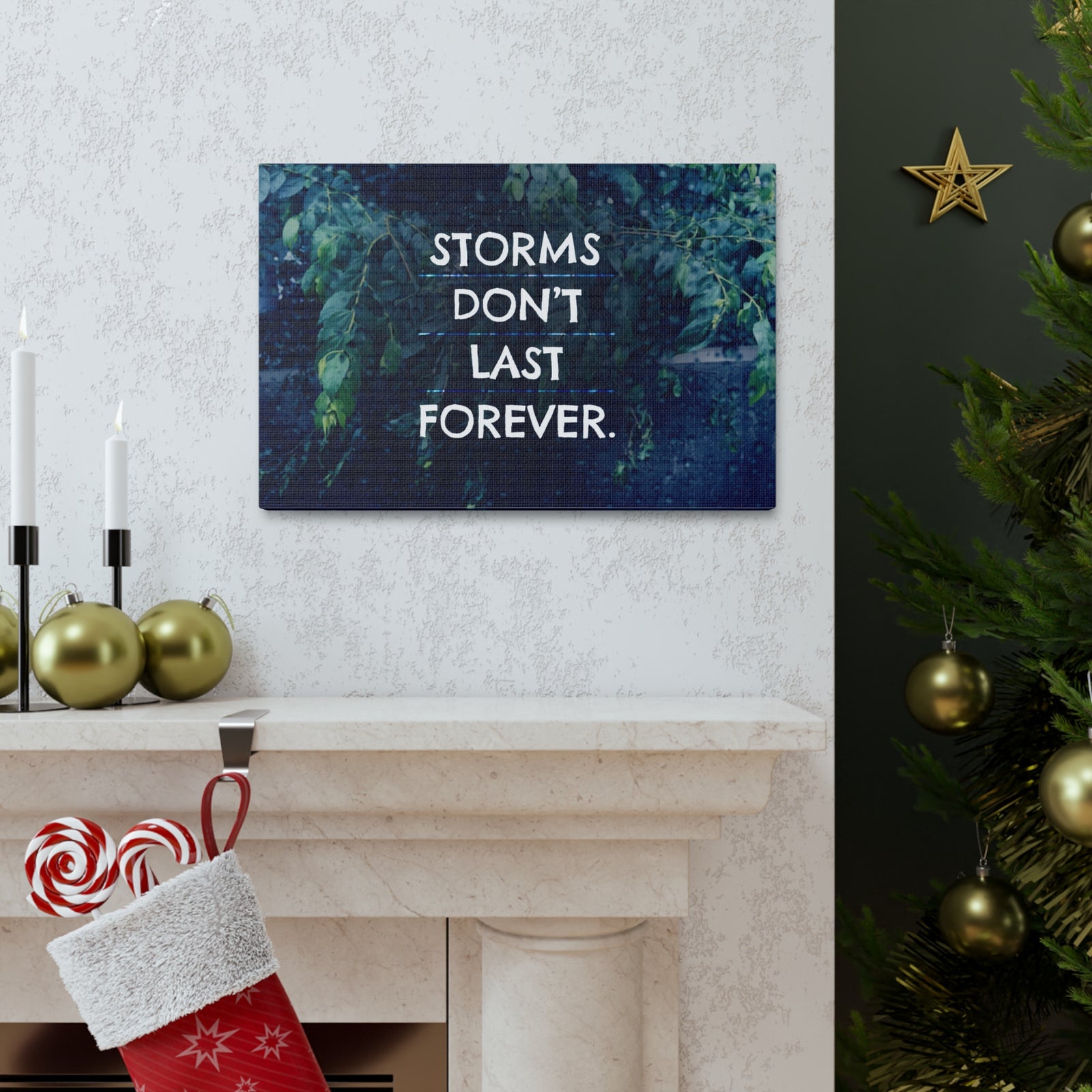 Inspirational Quote Canvas Storms Don't Last Forever Motivational Print Ready to Hang Artwork-Express Your Love Gifts