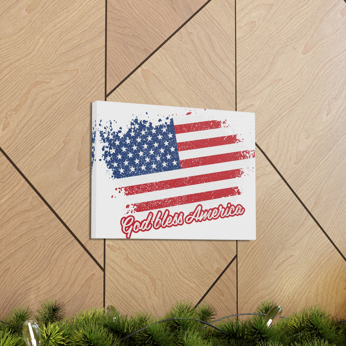 God Bless America On White Background Canvas Wall Art for Home Decor Ready-to-Hang-Express Your Love Gifts