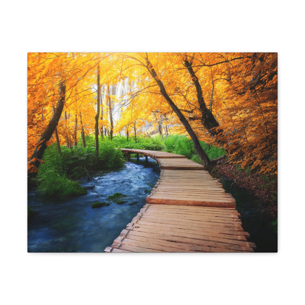 Path Autumn Orange Tree Nature Wilderness Photography Canvas Wall Art for Home Decor Ready-to-Hang-Express Your Love Gifts