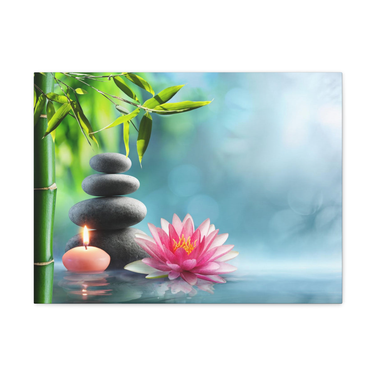 Massage Stones and Waterlily Forest Floral Nature Photography Canvas Wall Art for Home Decor Ready-to-Hang-Express Your Love Gifts