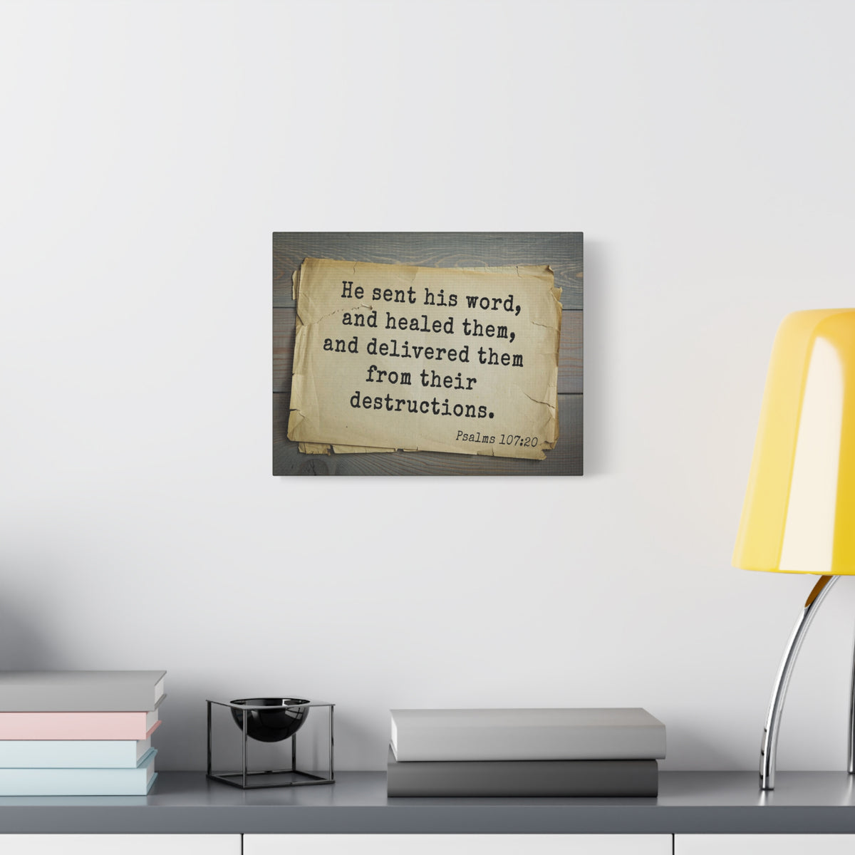 Scripture Walls He Send His Word Psalms 107:20 Bible Verse Canvas Christian Wall Art Bible Verse Print Ready To Hang-Express Your Love Gifts
