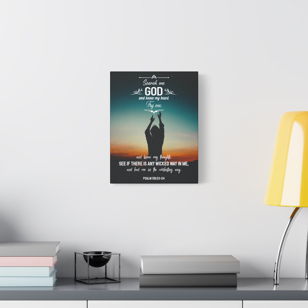 Scripture Canvas The Everlasting Way Psalm 139:23‭-‬24 Christian Wall Art Bible Verse Print Ready to Hang-Express Your Love Gifts