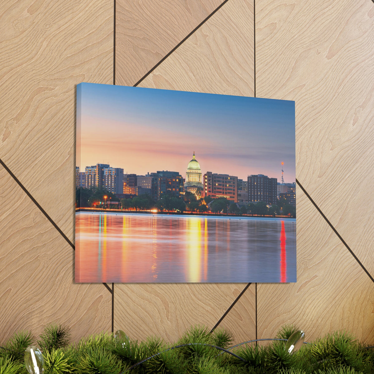 Madison Night Skyline Canvas Artwork High-Quality Breathtaking Stunning Cityscape for Home Decor Ready to Hang-Express Your Love Gifts