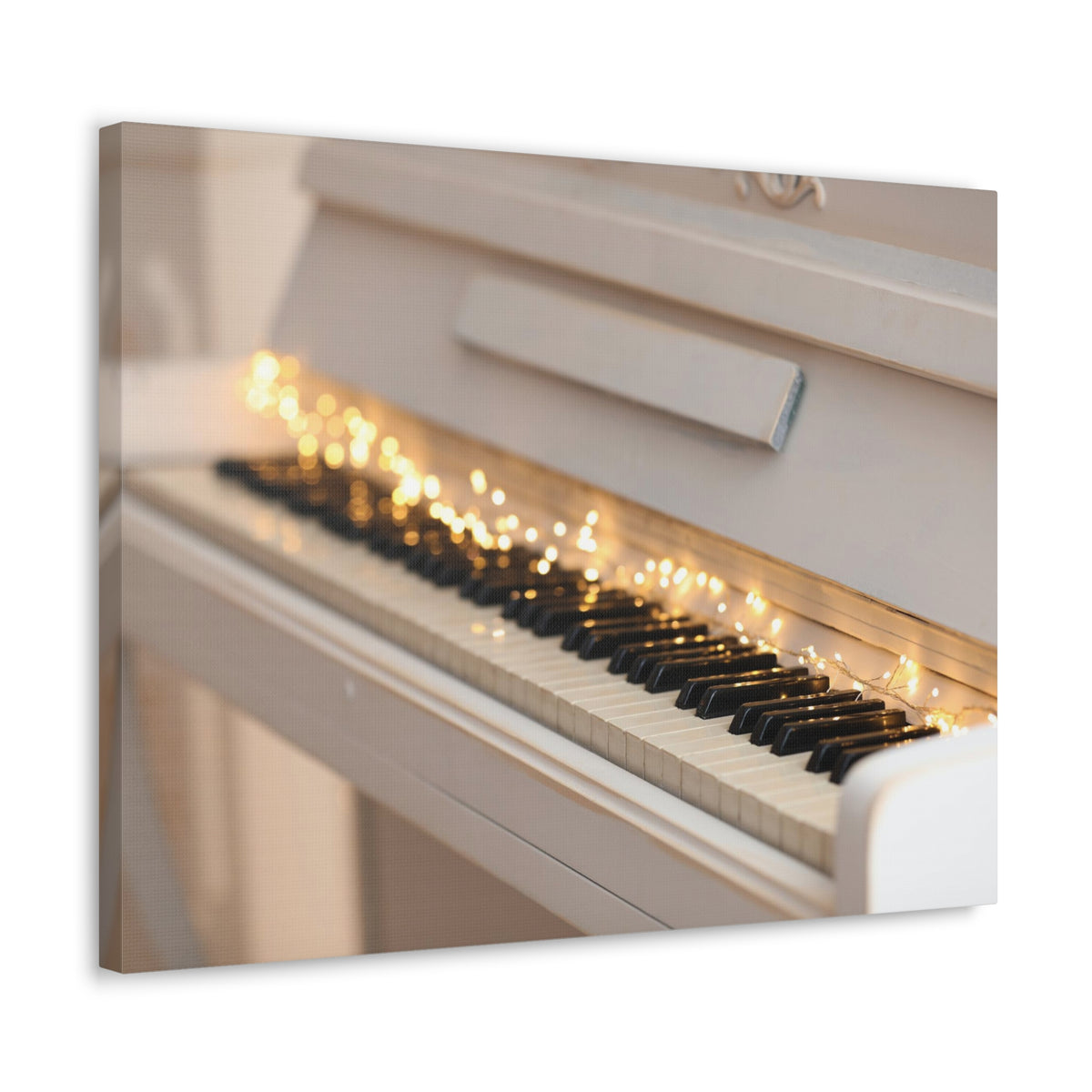 Piano with Glowing Garland Music Lover's Delight Piano Keyboard Canvas Wall Art for Home Decor Ready-to-Hang-Express Your Love Gifts