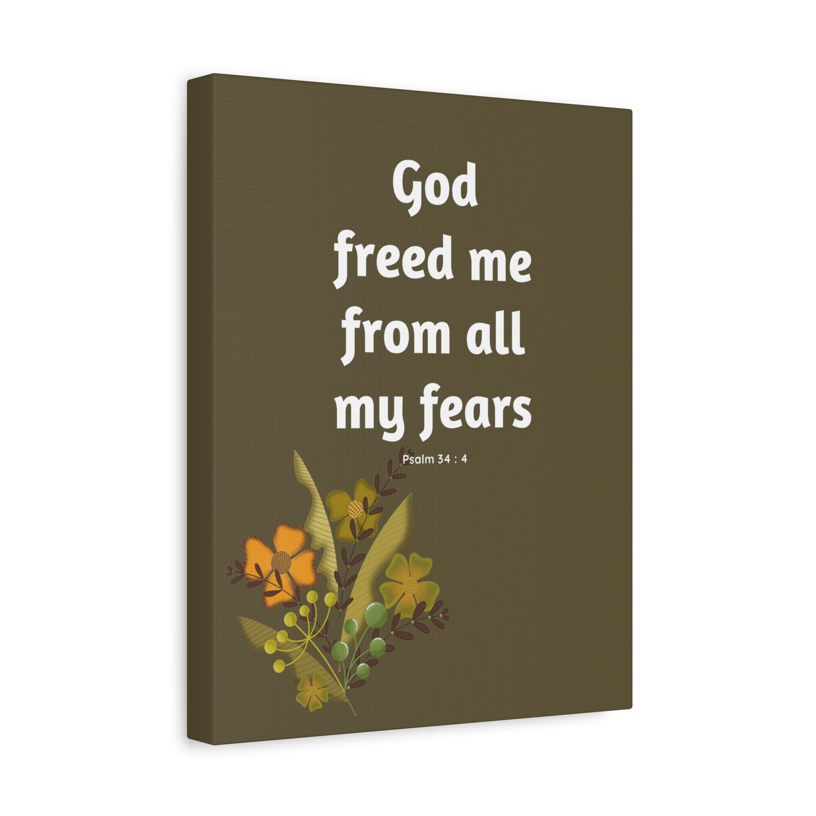 Scripture Canvas God Freed Me Psalm 34:4 Christian Wall Art Bible Verse Print Ready to Hang-Express Your Love Gifts