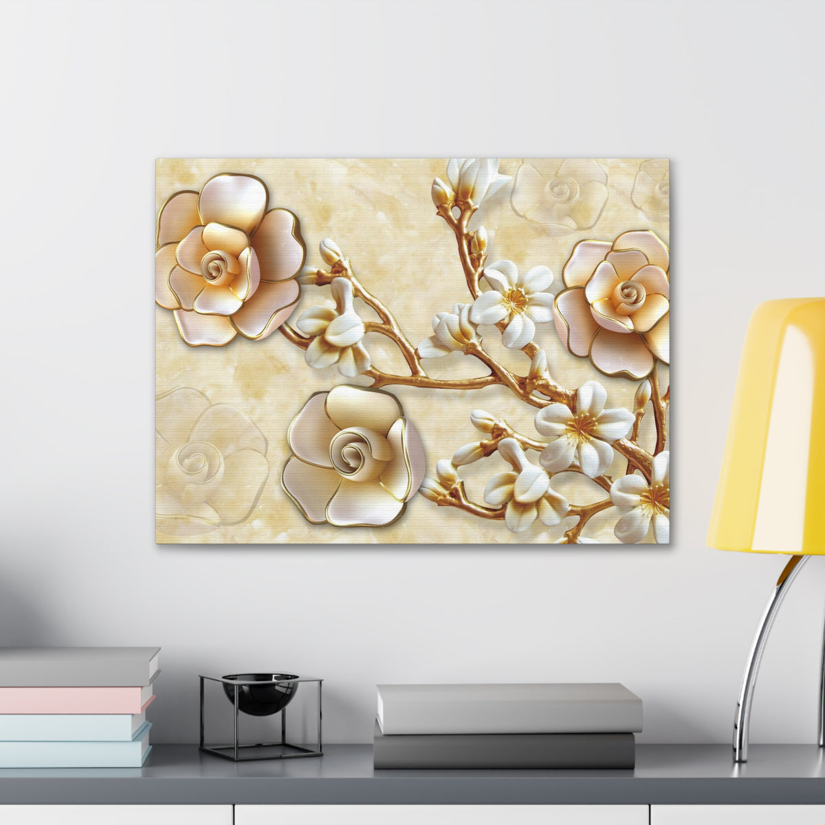 Yellow Flowers 3D Flower Canvas Wall Art for Home Decor Ready-to-Hang-Express Your Love Gifts