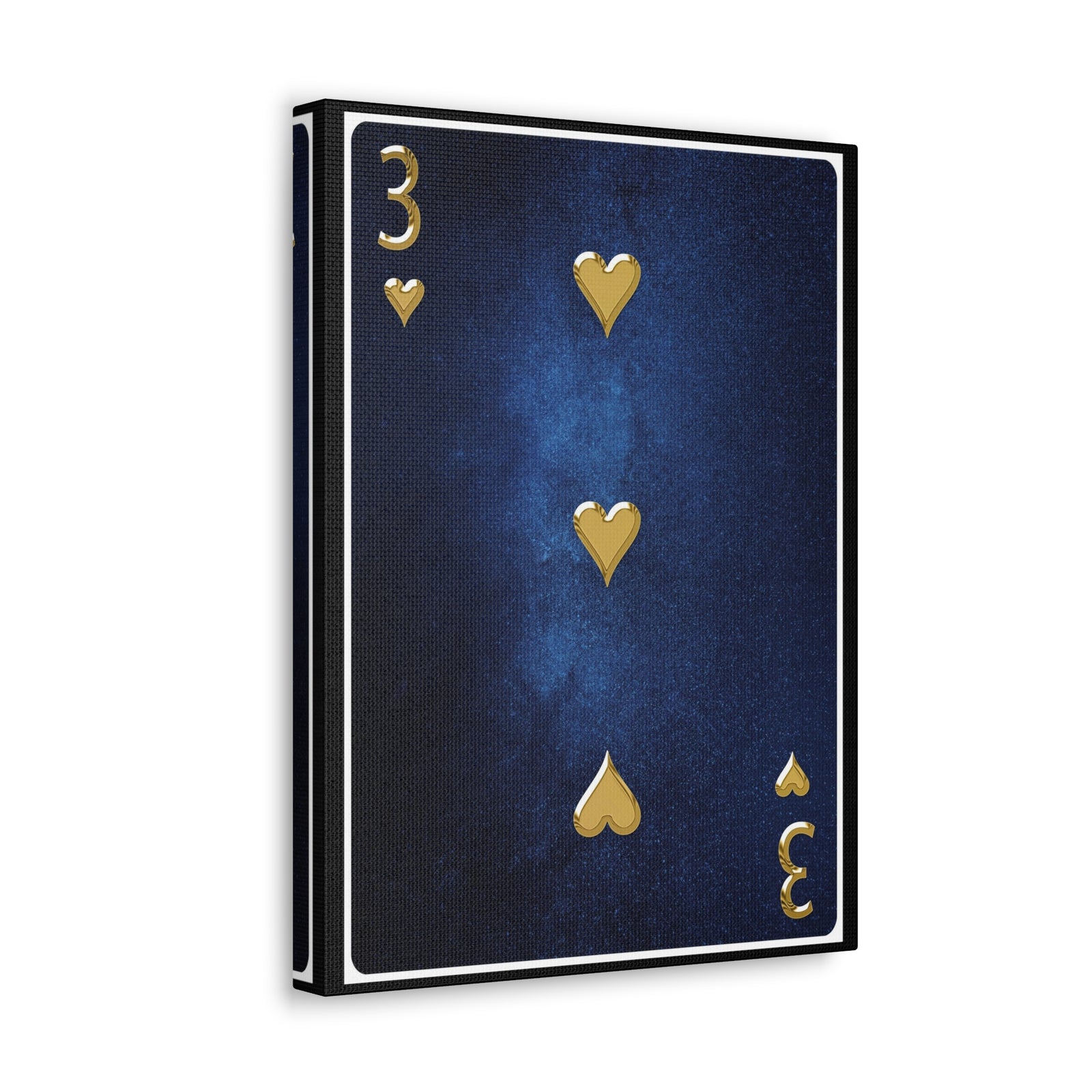 Three Of Hearts Space Background Playing Card Canvas Wall Art for Home Decor Ready-to-Hang-Express Your Love Gifts