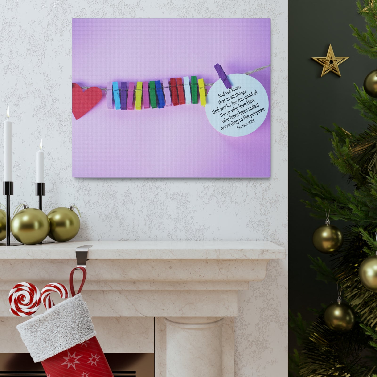 Scripture Walls His Purpose Romans 8:28 Bible Verse Canvas Christian Wall Art Ready to Hang-Express Your Love Gifts