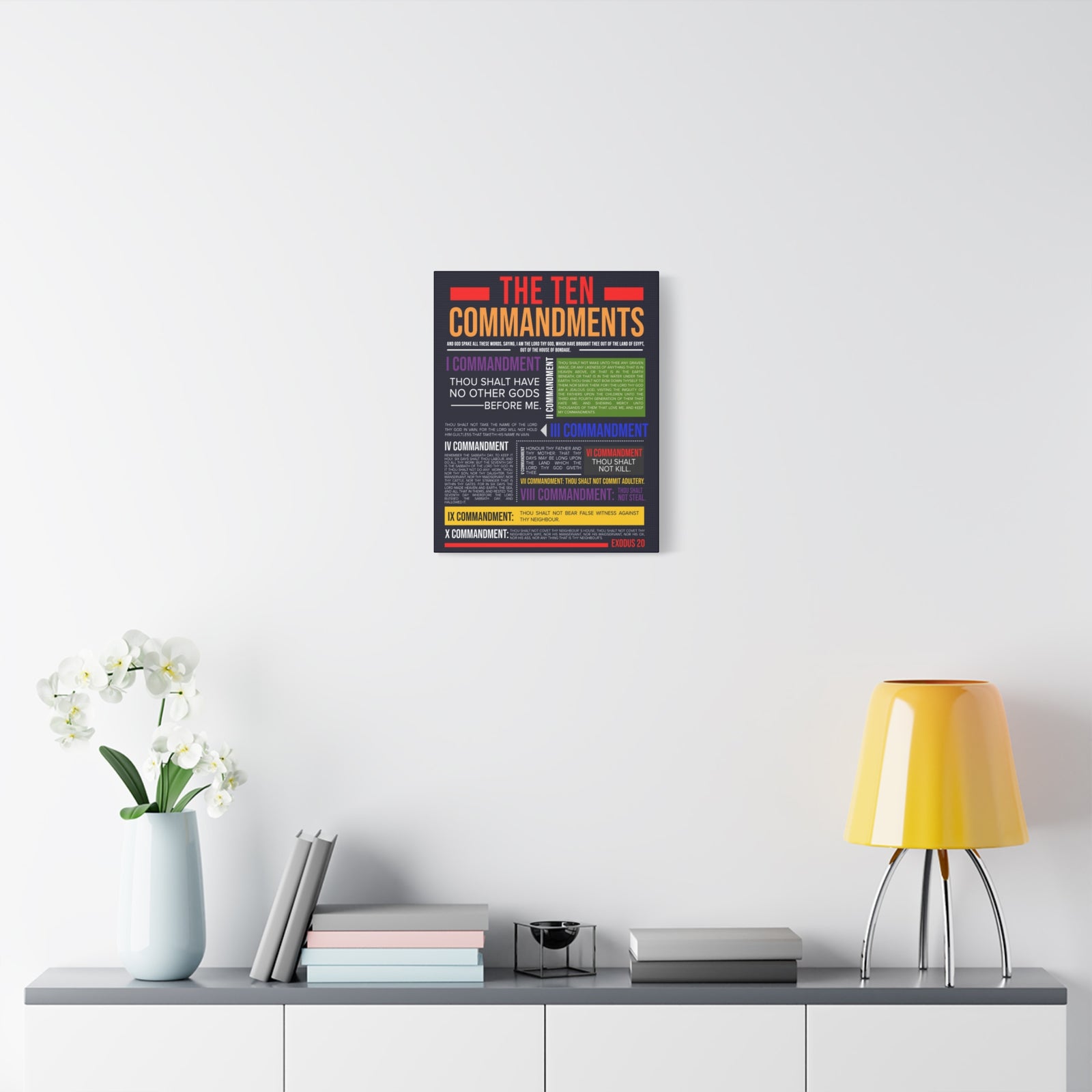 Ten Commandments Canvas Print Scripture Wall Art Christian Home Decor-Express Your Love Gifts