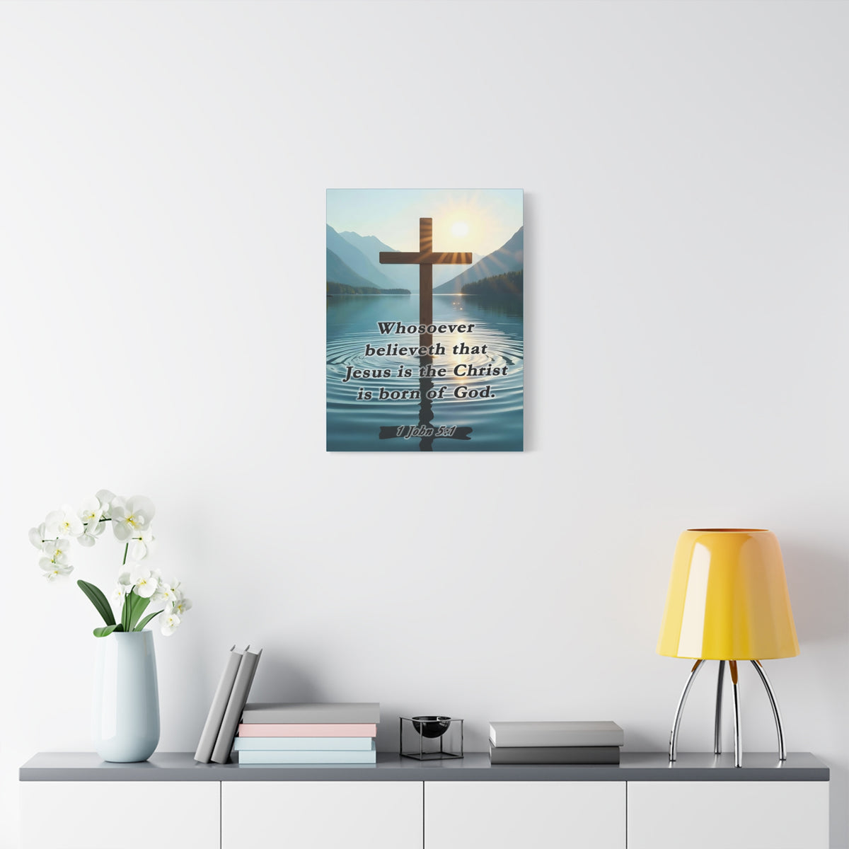 Scripture Walls 1 John 5:1 Jesus is The Christ Bible Verse Canvas Christian Wall Art Ready to Hang Unframed-Express Your Love Gifts