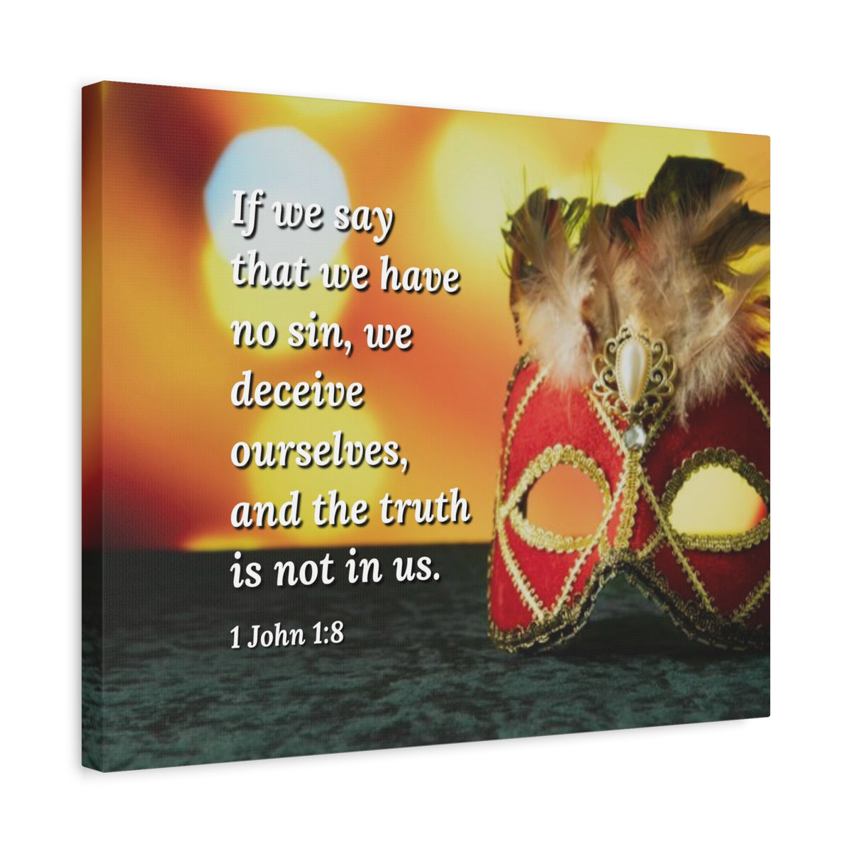 Scripture Canvas The Truth 1 John 1:8 Christian Wall Art Bible Verse Print Ready to Hang-Express Your Love Gifts