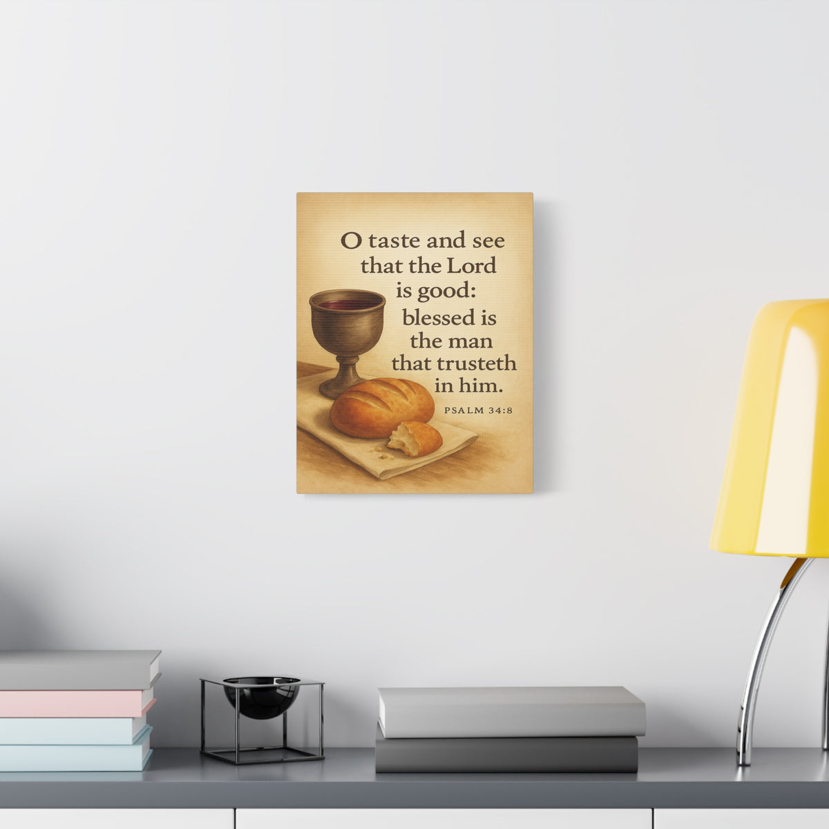Bible Verse Canvas Psalm 34:8 Christian Home Décor Wall Art Scripture Ready to Hang Faith Print-Express Your Love Gifts