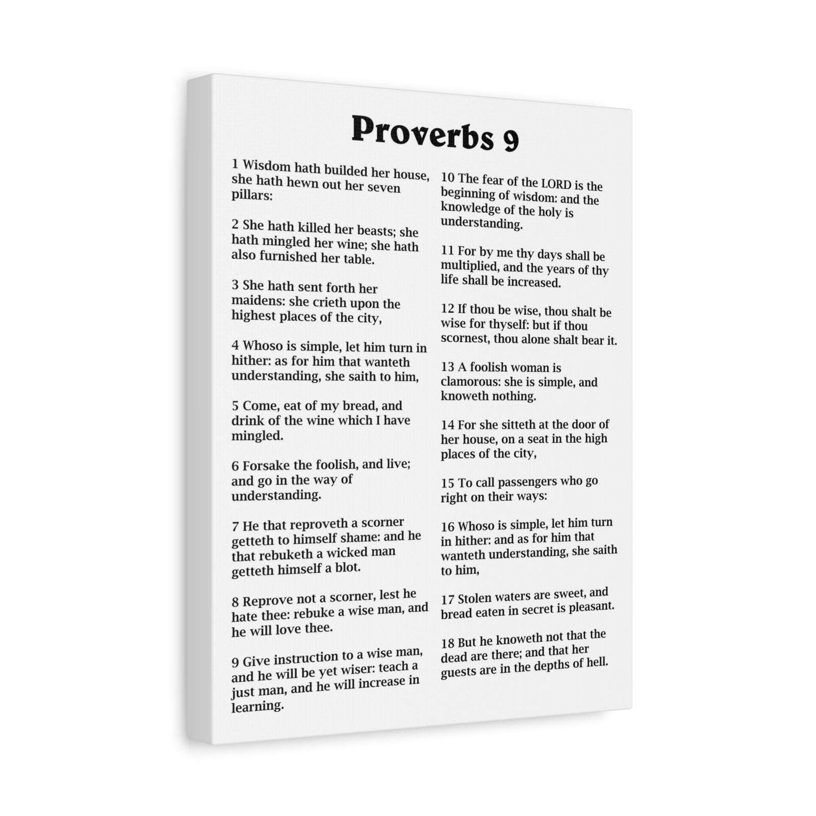 Scripture Walls Proverbs Chapter 9 White Bible Canvas Christian Wall Art Ready to Hang Unframed-Express Your Love Gifts