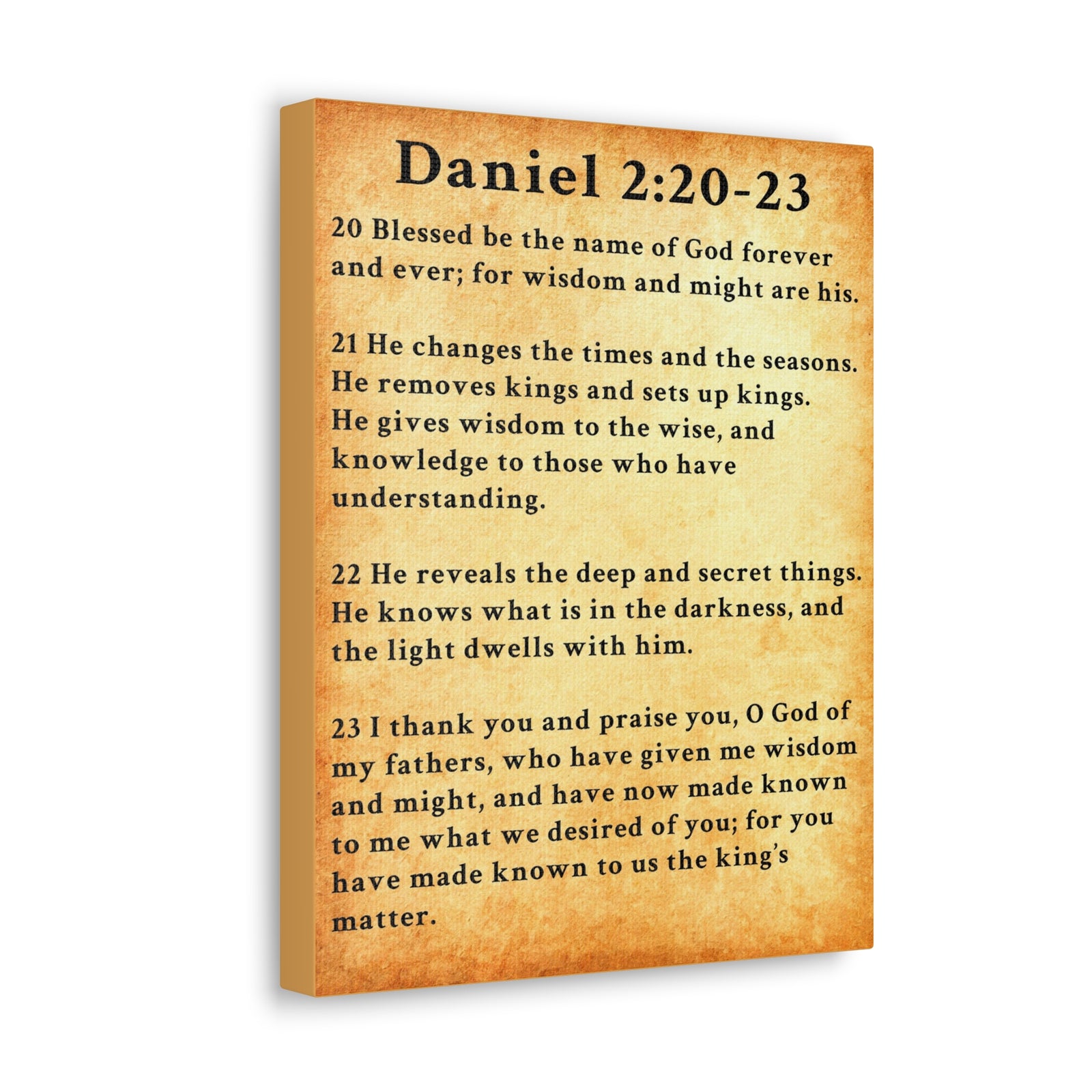Scripture Walls Daniel 2:20-23 Daniel's Prayer of Praise Gold Bible Verse Canvas Christian Wall Art Ready to Hang Unframed-Express Your Love Gifts