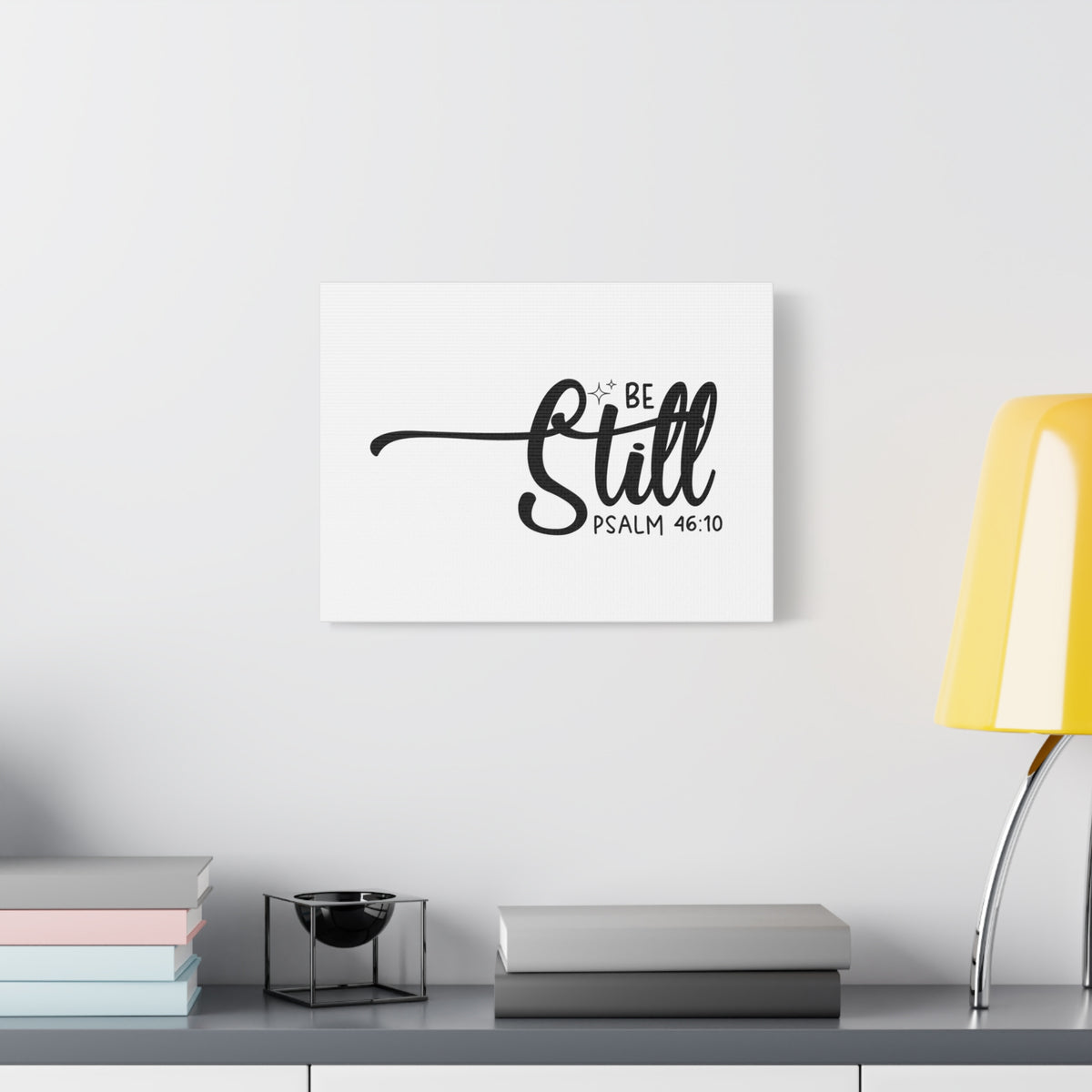 Scripture Canvas Be Still White Psalm 46:10 Christian Wall Art Bible Verse Print Ready to Hang-Express Your Love Gifts