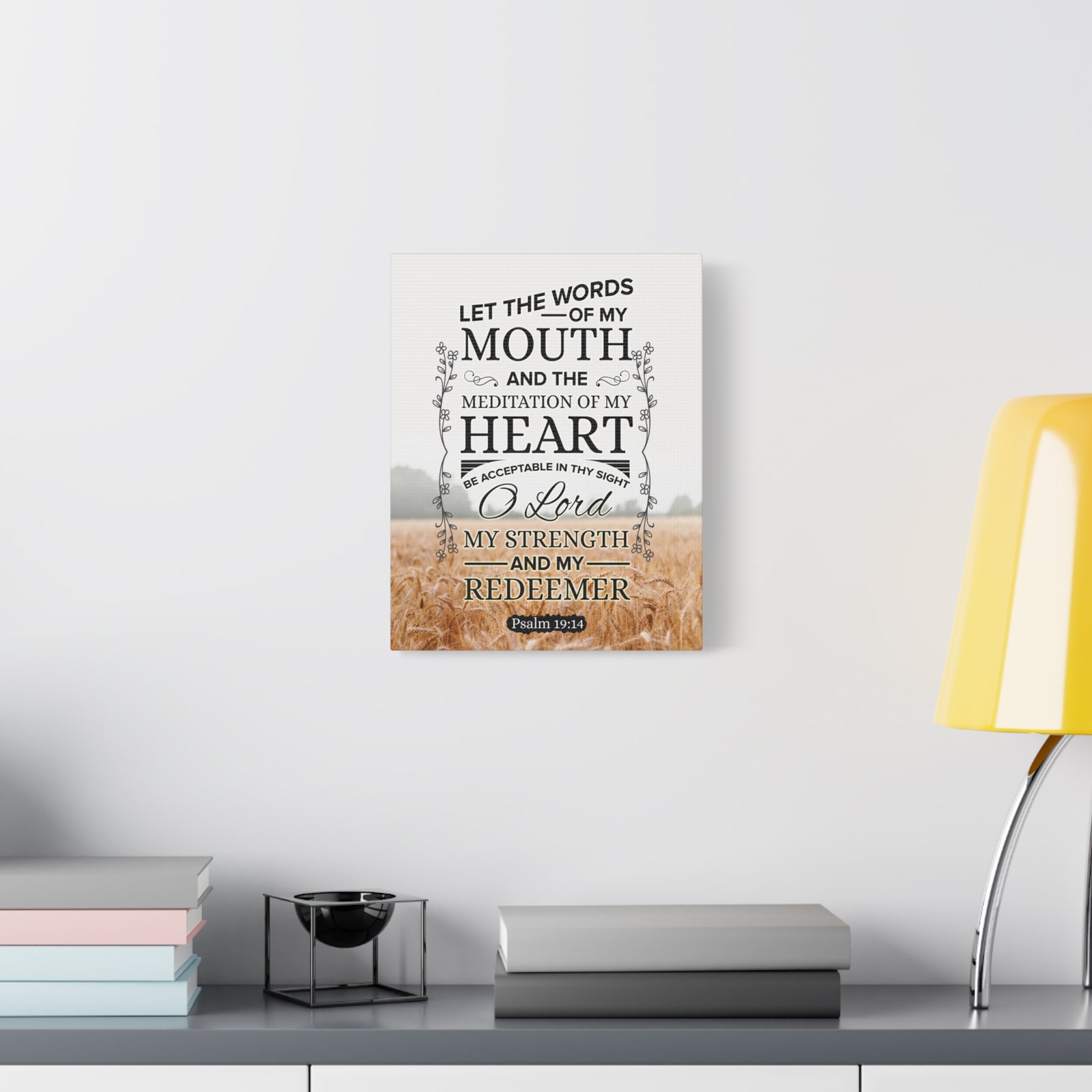 Scripture Canvas Lord My Strength Psalm 19:14 Christian Wall Art Bible Verse Print Ready to Hang-Express Your Love Gifts
