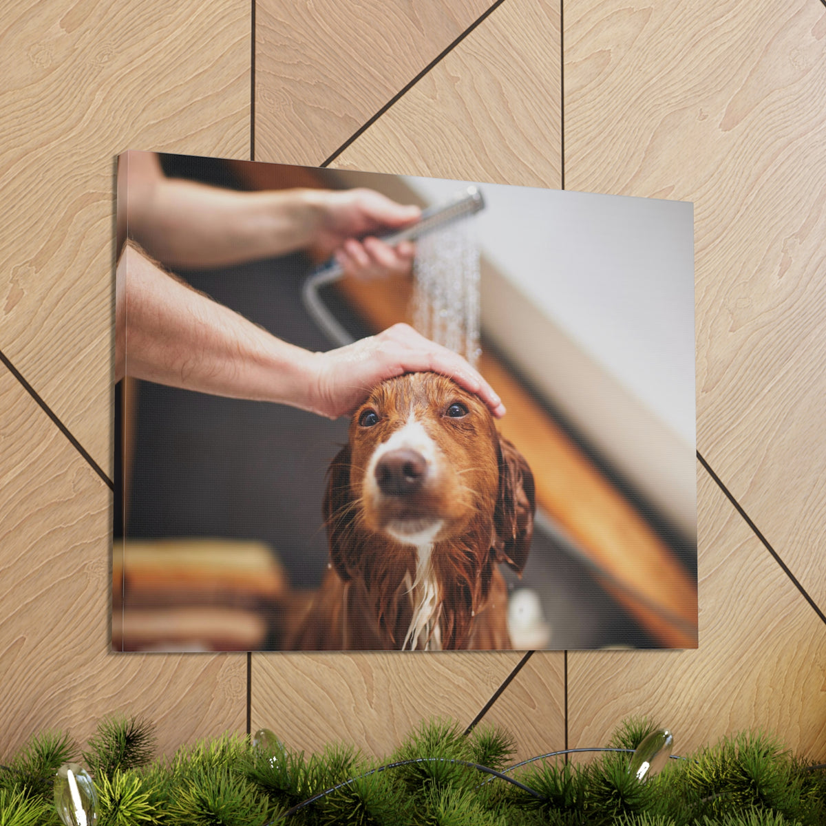 Cute Tolling Retriever Bath Canvas Wall Art for Home Decor Ready-to-Hang-Express Your Love Gifts