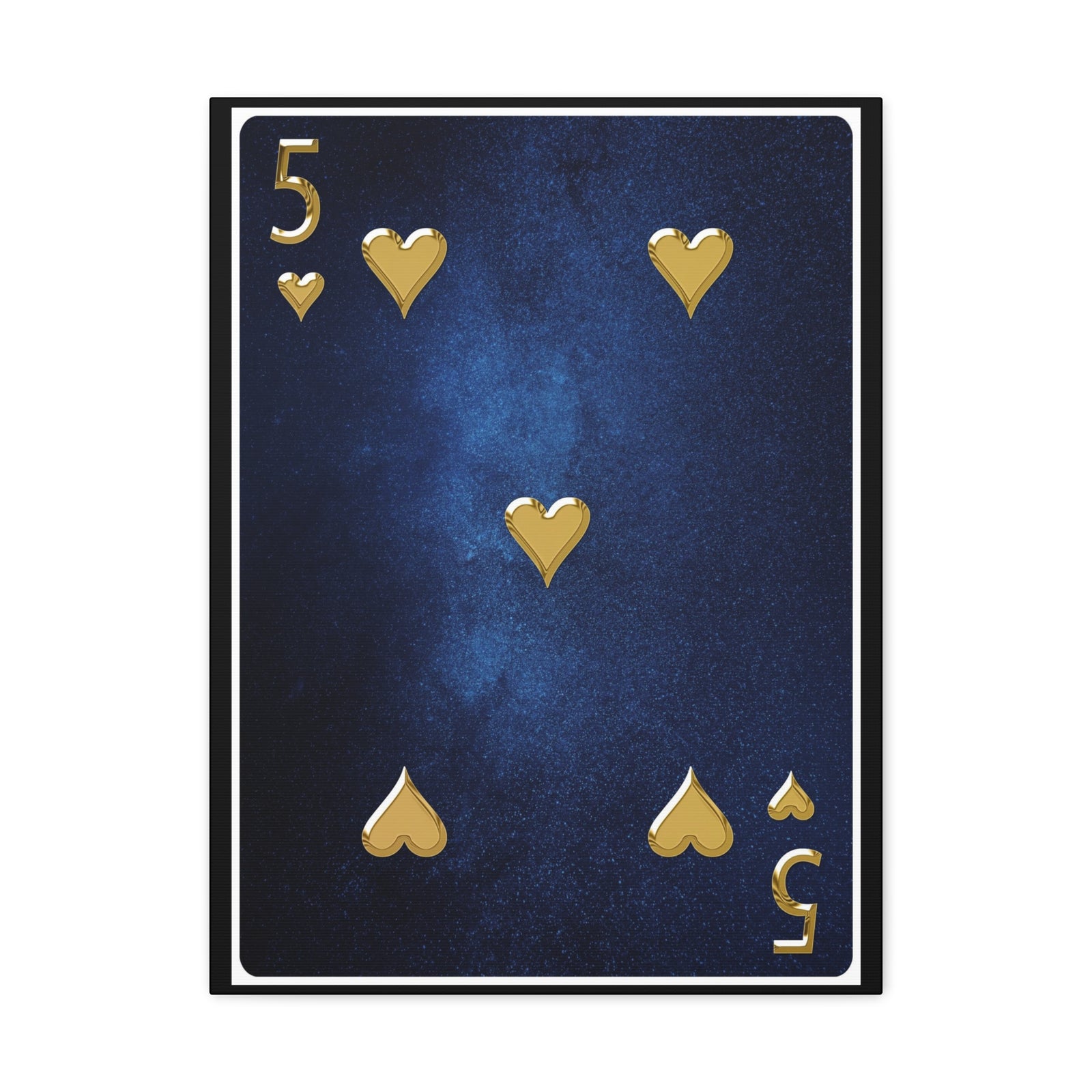 Five Of Hearts Space Background Playing Card Canvas Wall Art for Home Decor Ready-to-Hang-Express Your Love Gifts