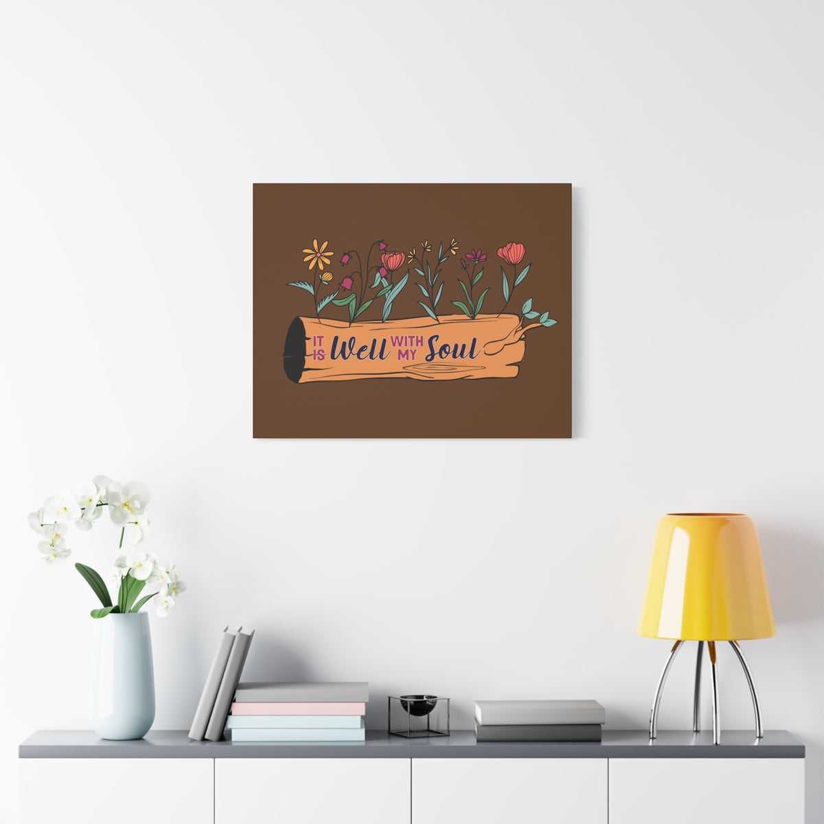 Scripture Canvas With My Soul Flower Psalm 42:7 Christian Wall Art Bible Verse Print Ready to Hang-Express Your Love Gifts