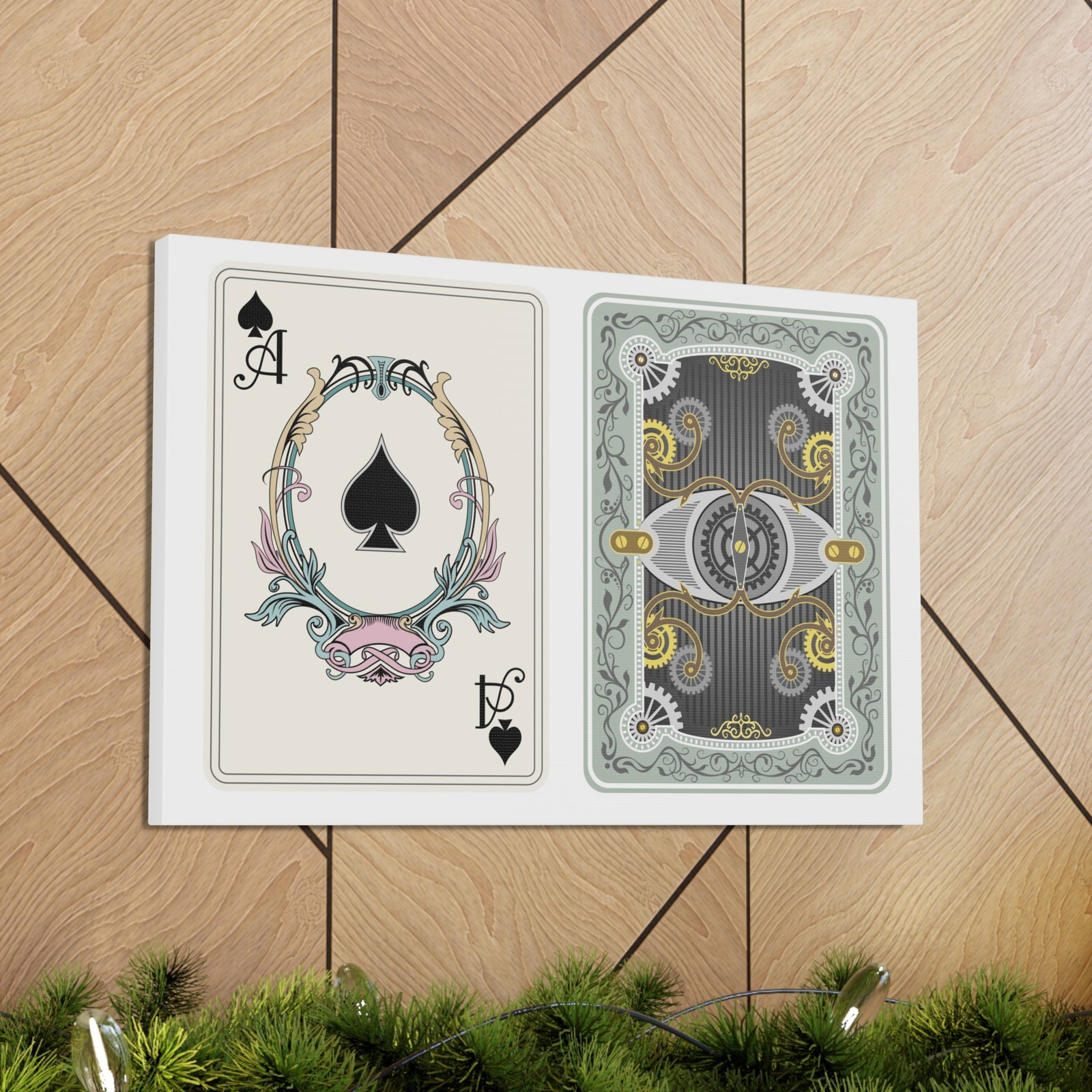 Steampunk Style Ace Of Spades Playing Card Canvas Wall Art for Home Decor Ready-to-Hang-Express Your Love Gifts