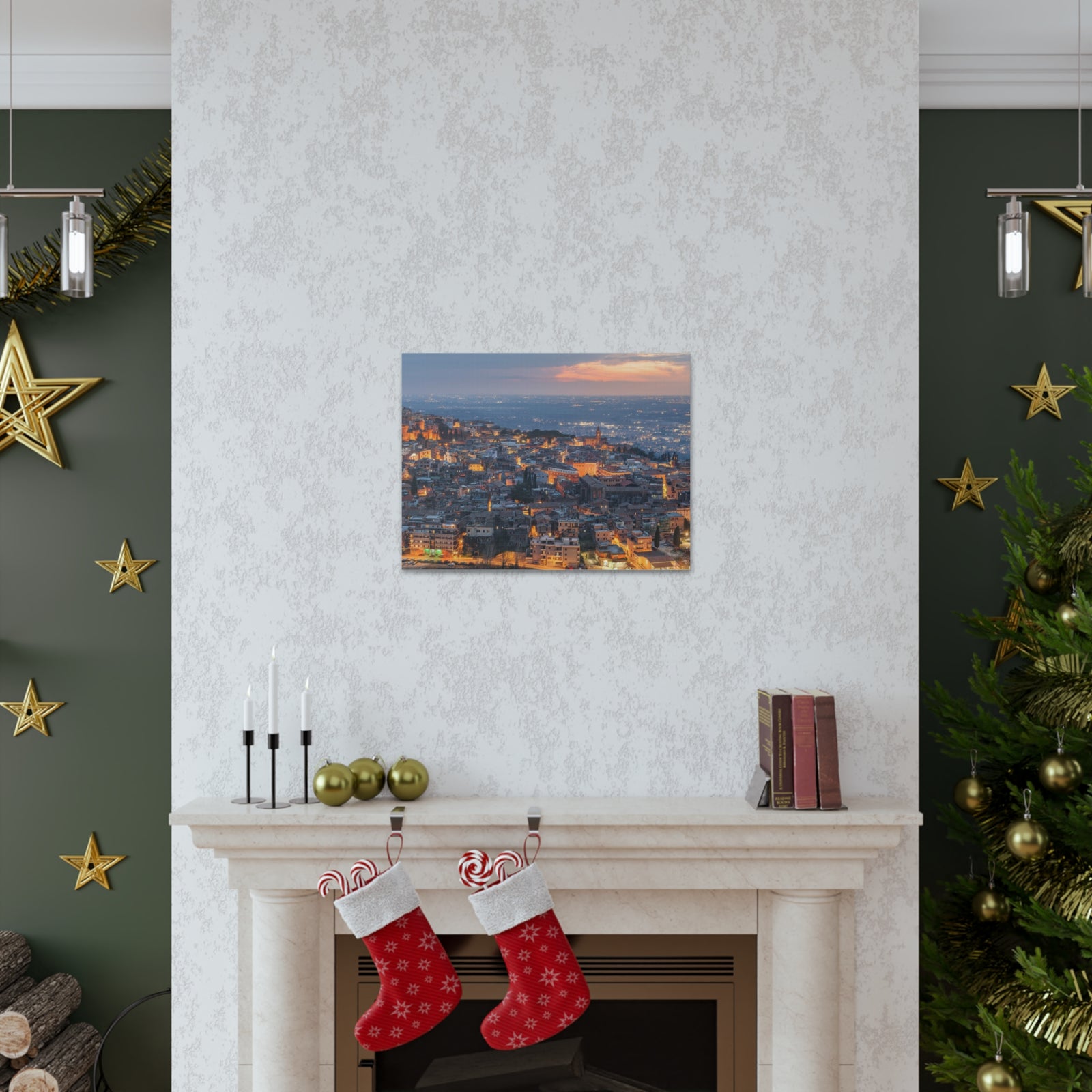 Rome Night Skyline Canvas Artwork High-Quality Breathtaking Stunning Cityscape for Home Decor Ready to Hang-Express Your Love Gifts