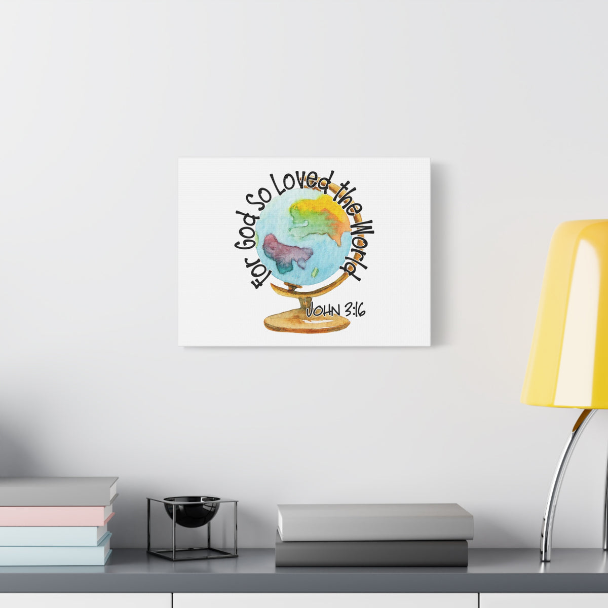 Scripture Canvas For God So Loved The World John 3:16 Christian Wall Art Bible Verse Print Ready to Hang-Express Your Love Gifts
