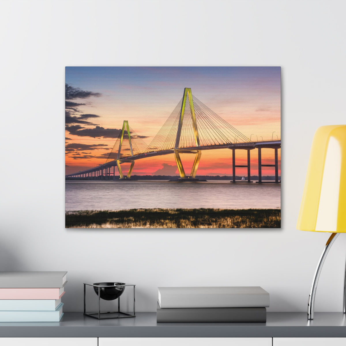 Jr Cooper River Bridge Charleston South Carolina Nature Wilderness Photography Canvas Wall Art for Home Decor Ready-to-Hang-Express Your Love Gifts