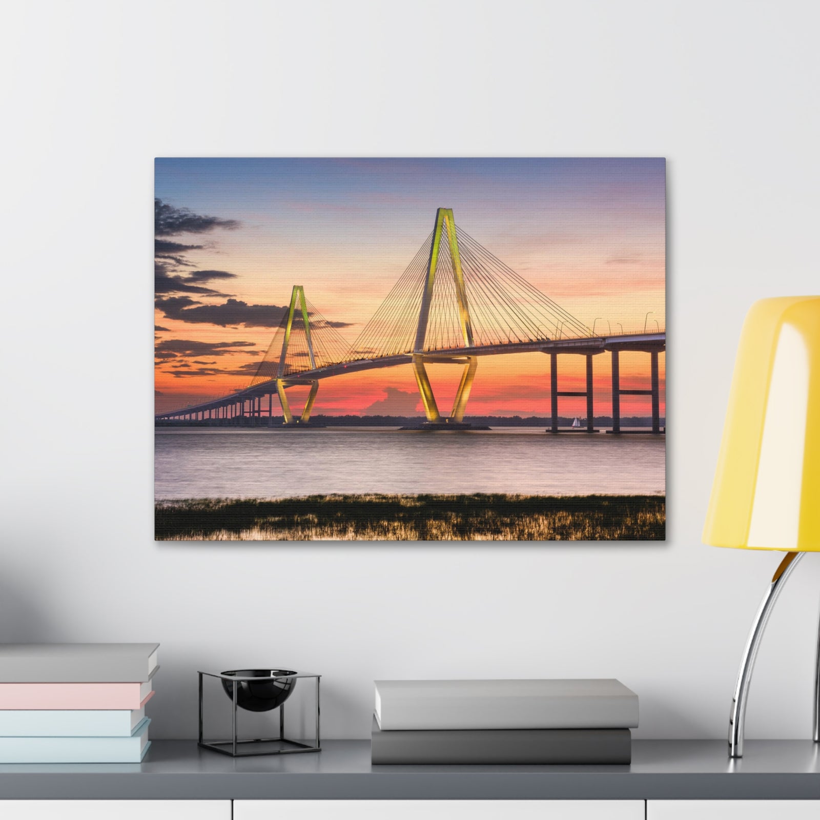 Jr Cooper River Bridge Charleston South Carolina Nature Wilderness Photography Canvas Wall Art for Home Decor Ready-to-Hang-Express Your Love Gifts