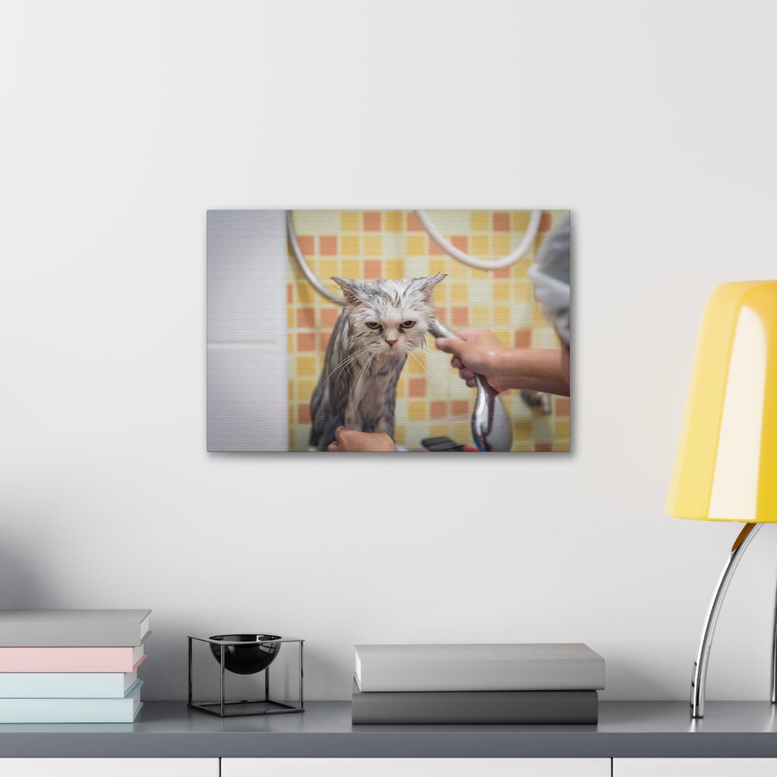 Cute Maine Coon Bath Canvas Wall Art for Home Decor Ready-to-Hang-Express Your Love Gifts