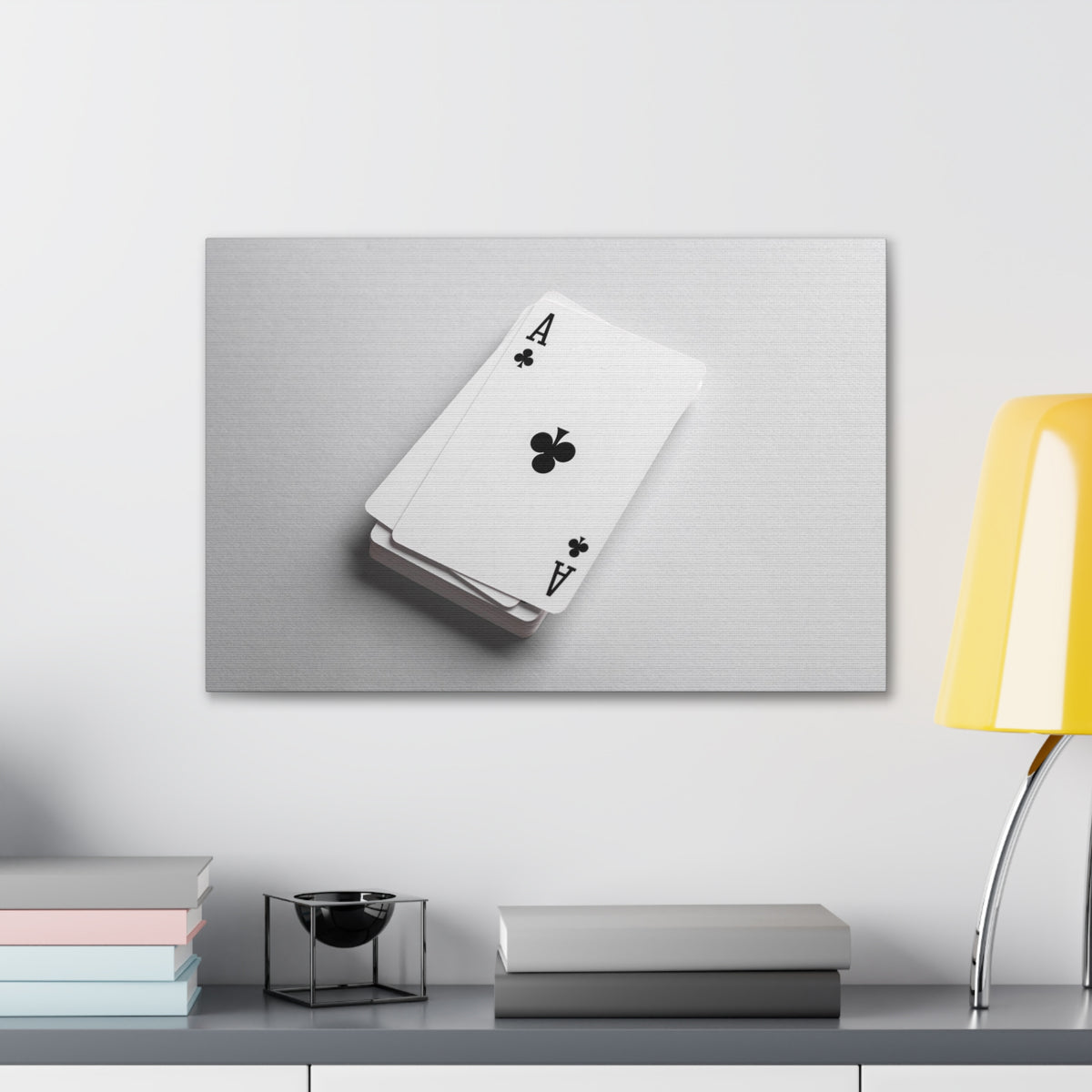Ace of Clubs On A Playing Card Stack Playing Card Canvas Wall Art for Home Decor Ready-to-Hang-Express Your Love Gifts