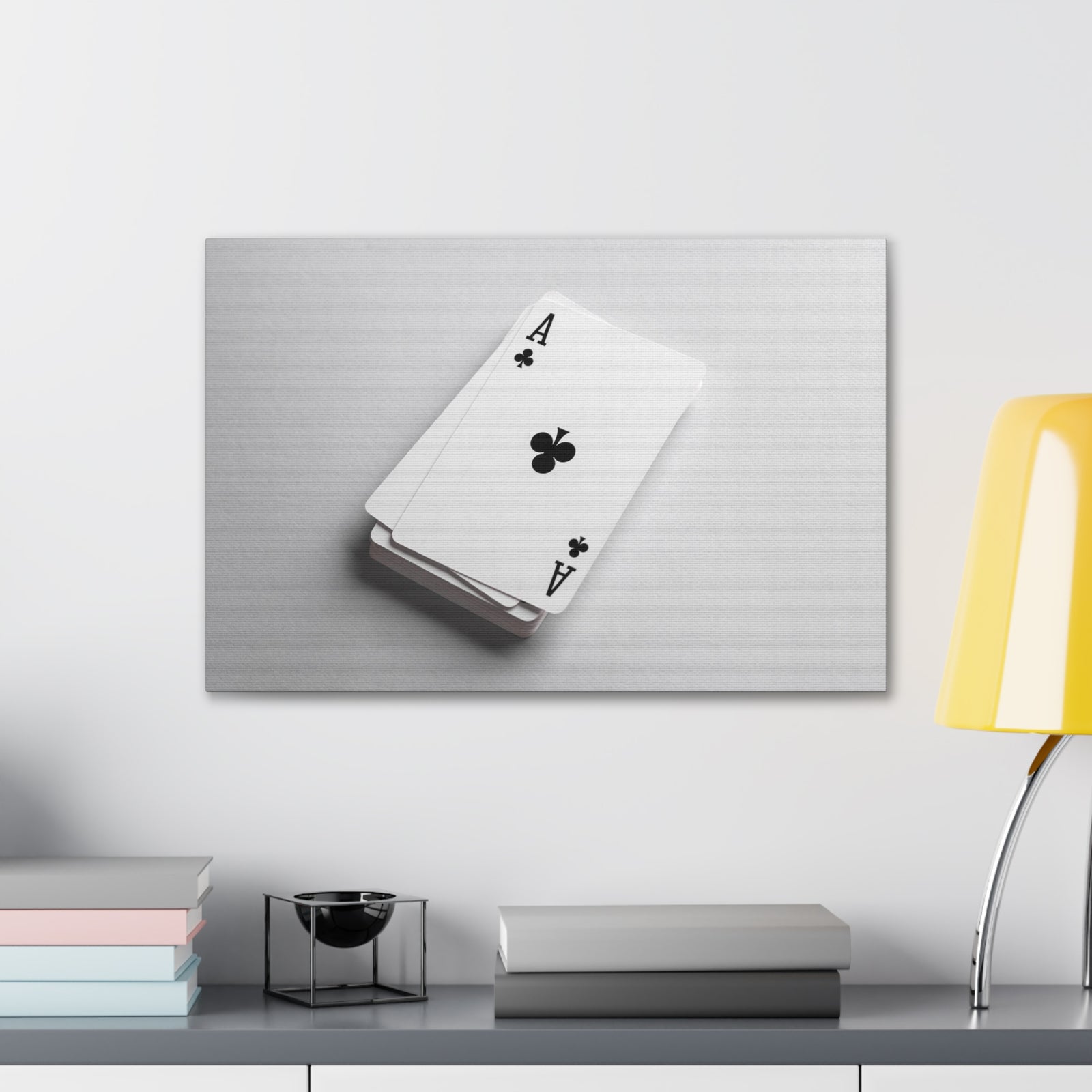 Ace of Clubs On A Playing Card Stack Playing Card Canvas Wall Art for Home Decor Ready-to-Hang-Express Your Love Gifts