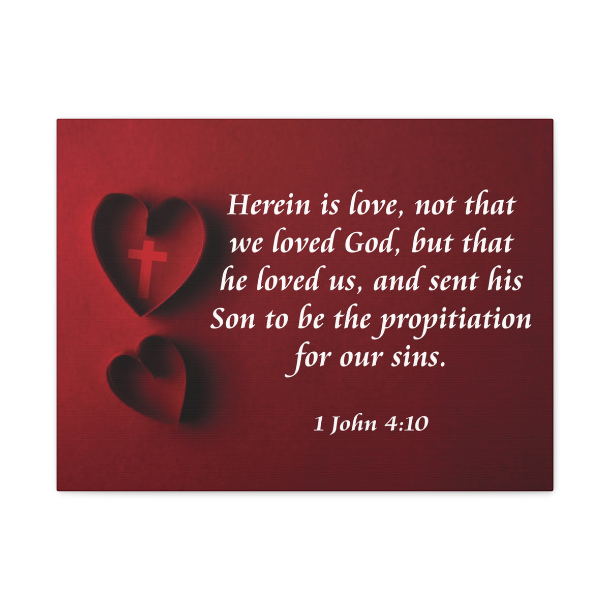 Bible Verse Canvas Herein is Love 1 John 4:10 Christian Home Décor Wall Art Scripture Ready to Hang Faith Print-Express Your Love Gifts