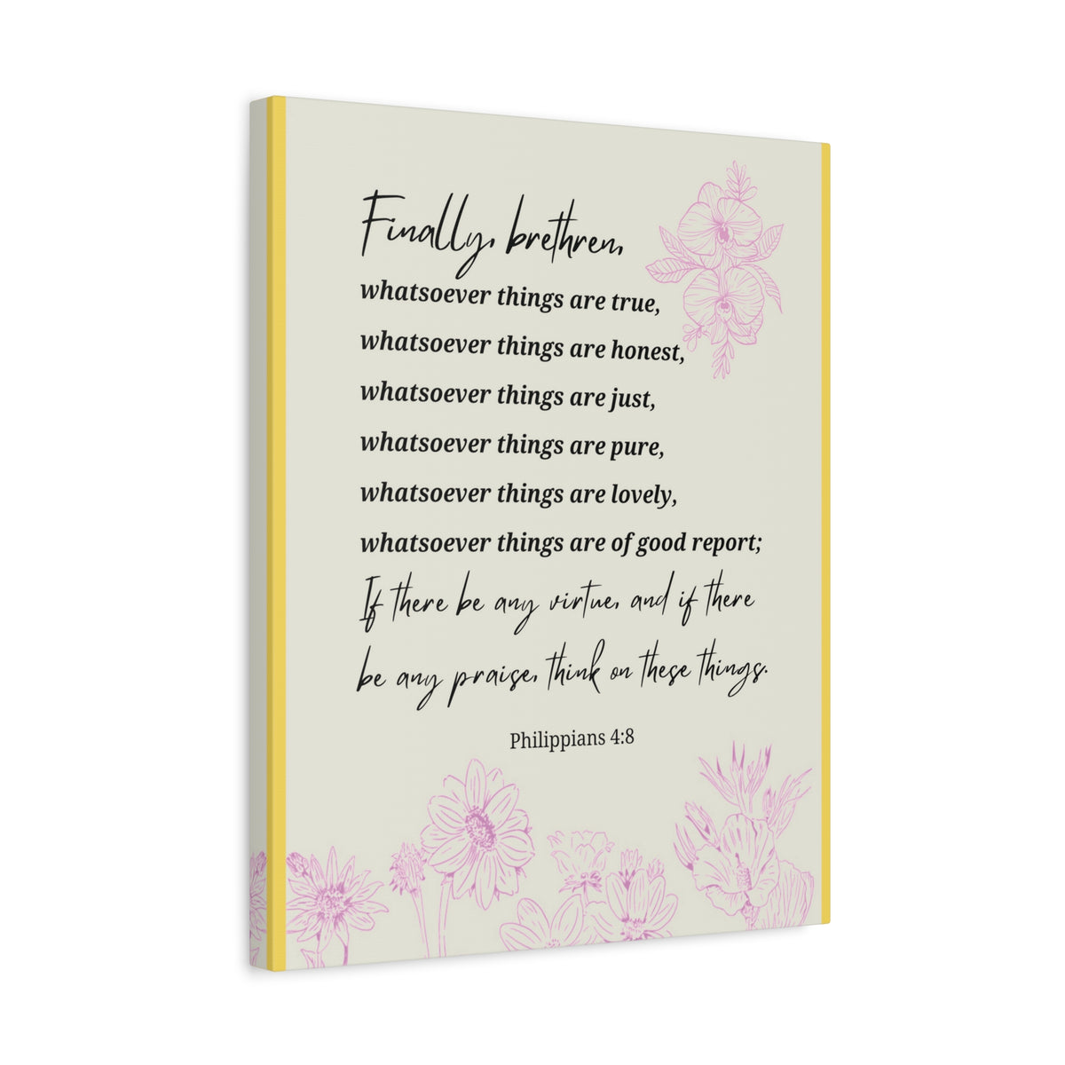Scripture Canvas Whatsoever Things Are Philippians 4:8 Christian Wall Art Bible Verse Print Ready to Hang-Express Your Love Gifts