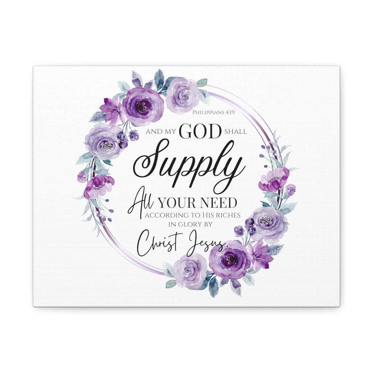 Scripture Walls Philippians 4:19 God Shall Supply Bible Verse Canvas Christian Wall Art Ready to Hang Unframed-Express Your Love Gifts